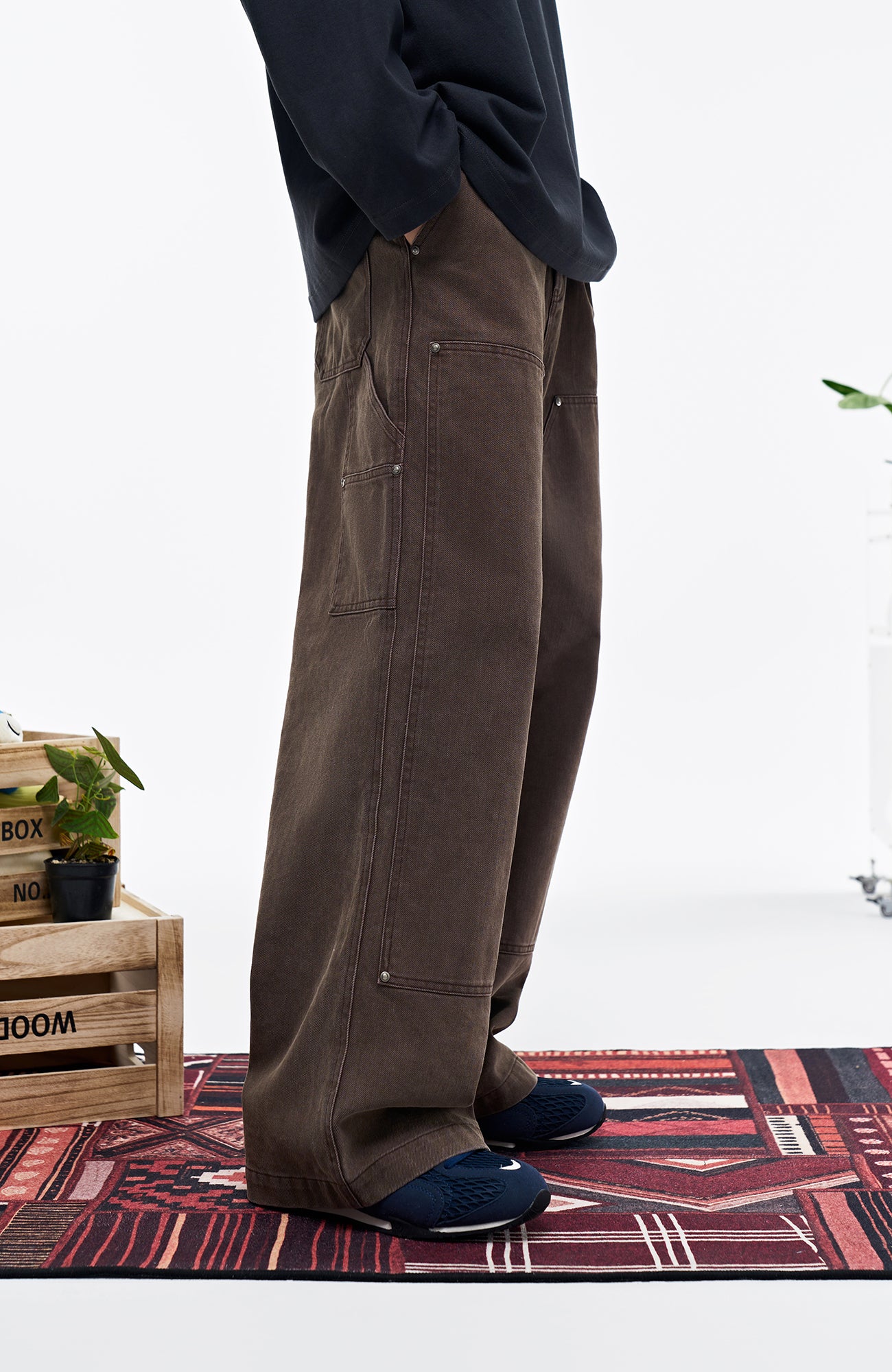 OVERLAPS Double-Knee Straight-Leg Pants, premium urban and streetwear designers apparel on PROJECTISR.com, OVERLAPS