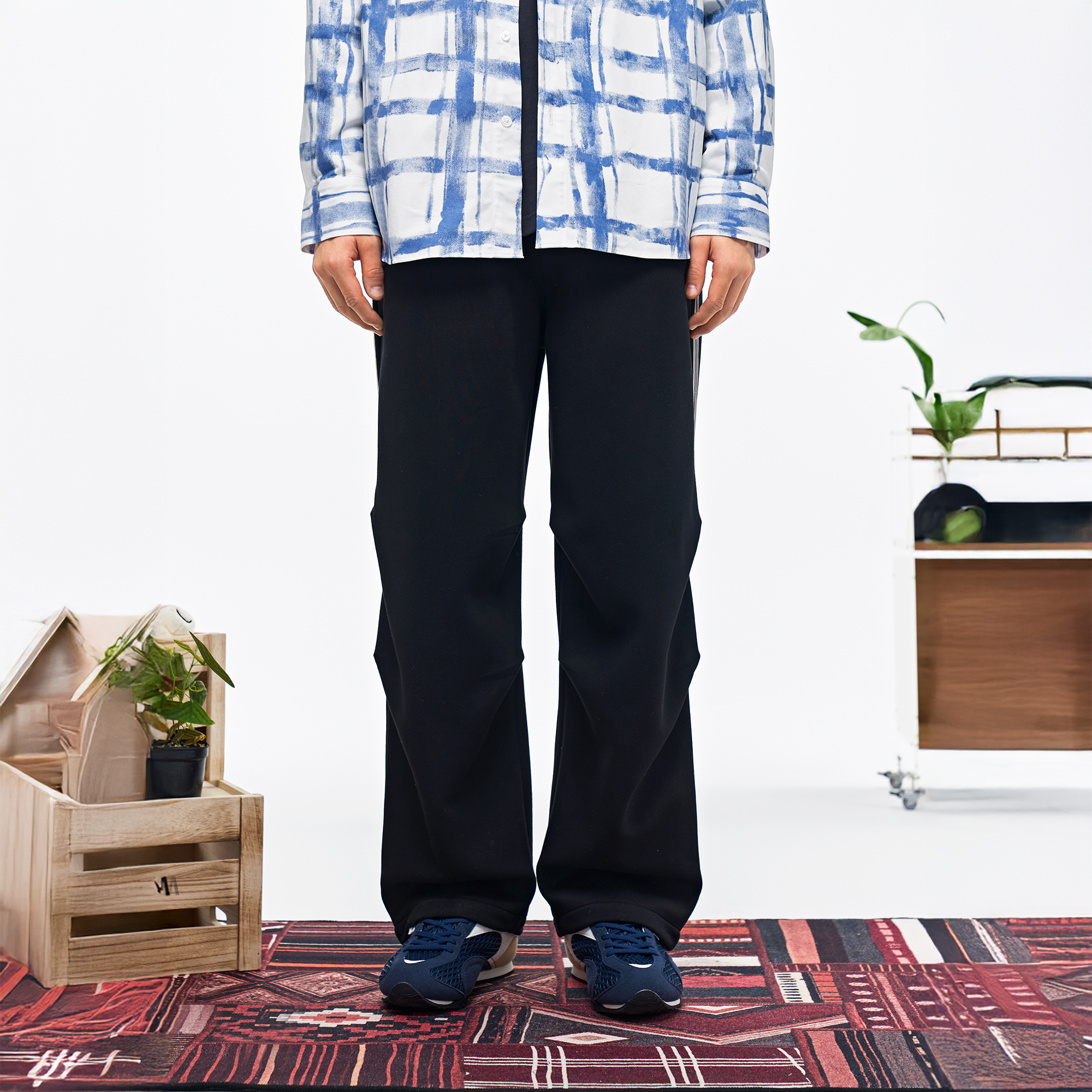 OVERLAPS Striped Panel Track Pants