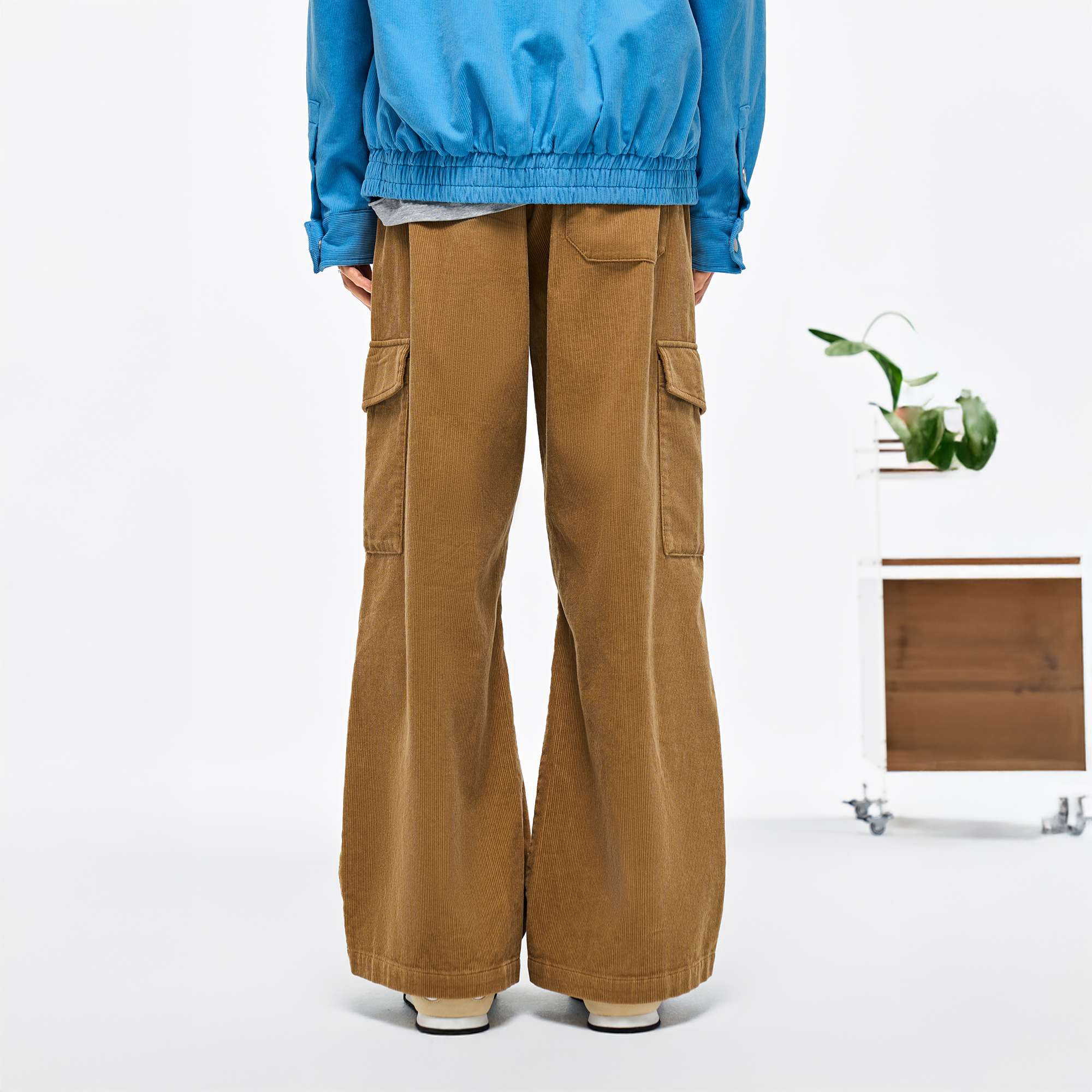 OVERLAPS Corduroy Wide-Leg Stacked Trousers, premium urban and streetwear designers apparel on PROJECTISR.com, OVERLAPS