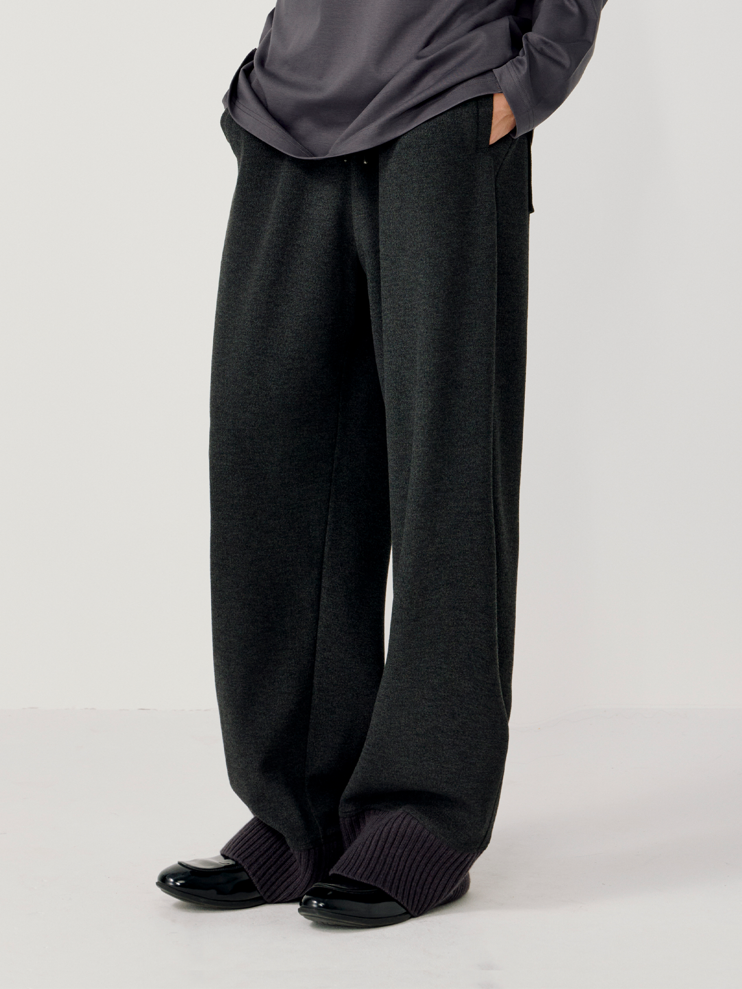 OPICLOTH Ribbed-Hem Drawstring Knit Trousers, premium urban and streetwear designers apparel on PROJECTISR.com, OPICLOTH