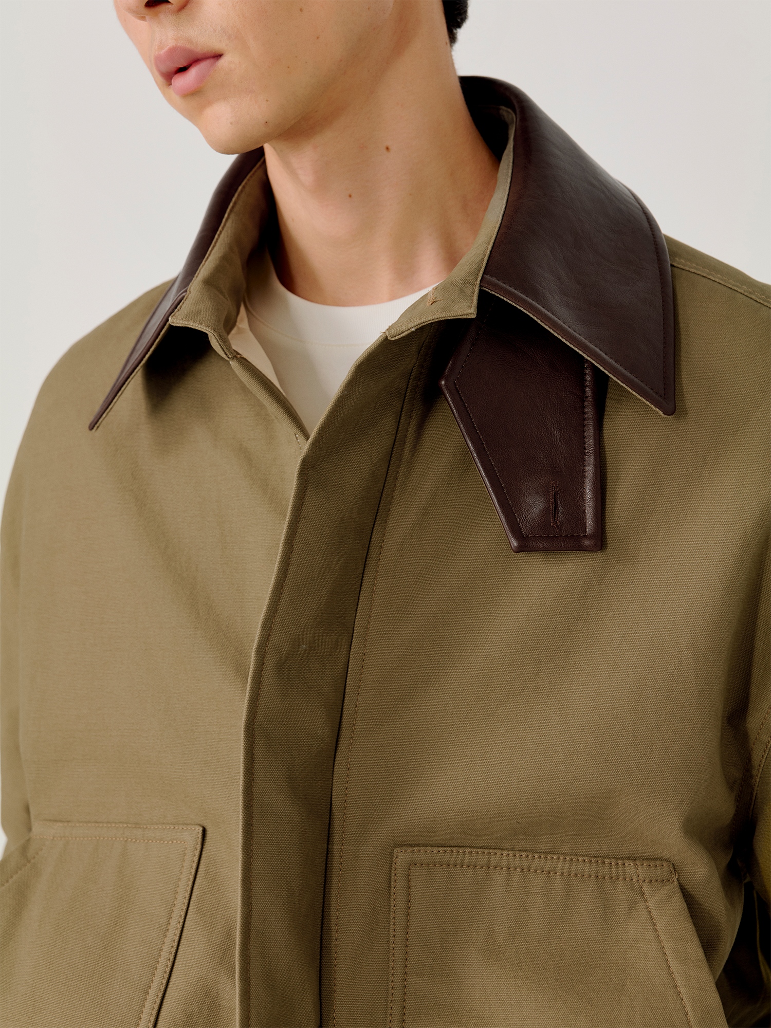 OPICLOTH Faux Leather Collar Windproof Jacket, premium urban and streetwear designers apparel on PROJECTISR.com, OPICLOTH