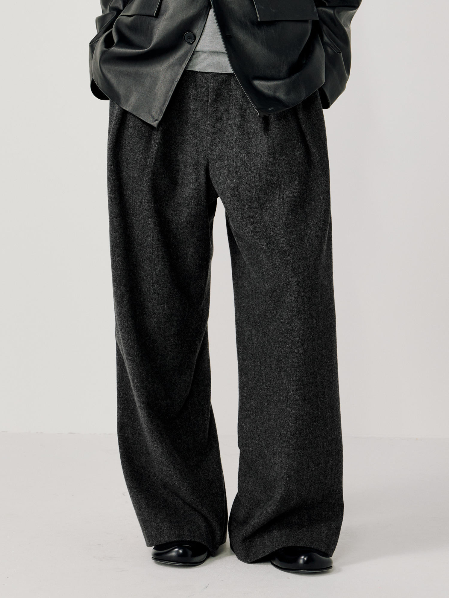 OPICLOTH Herringbone Pleated Wool-Blend Trousers, premium urban and streetwear designers apparel on PROJECTISR.com, OPICLOTH