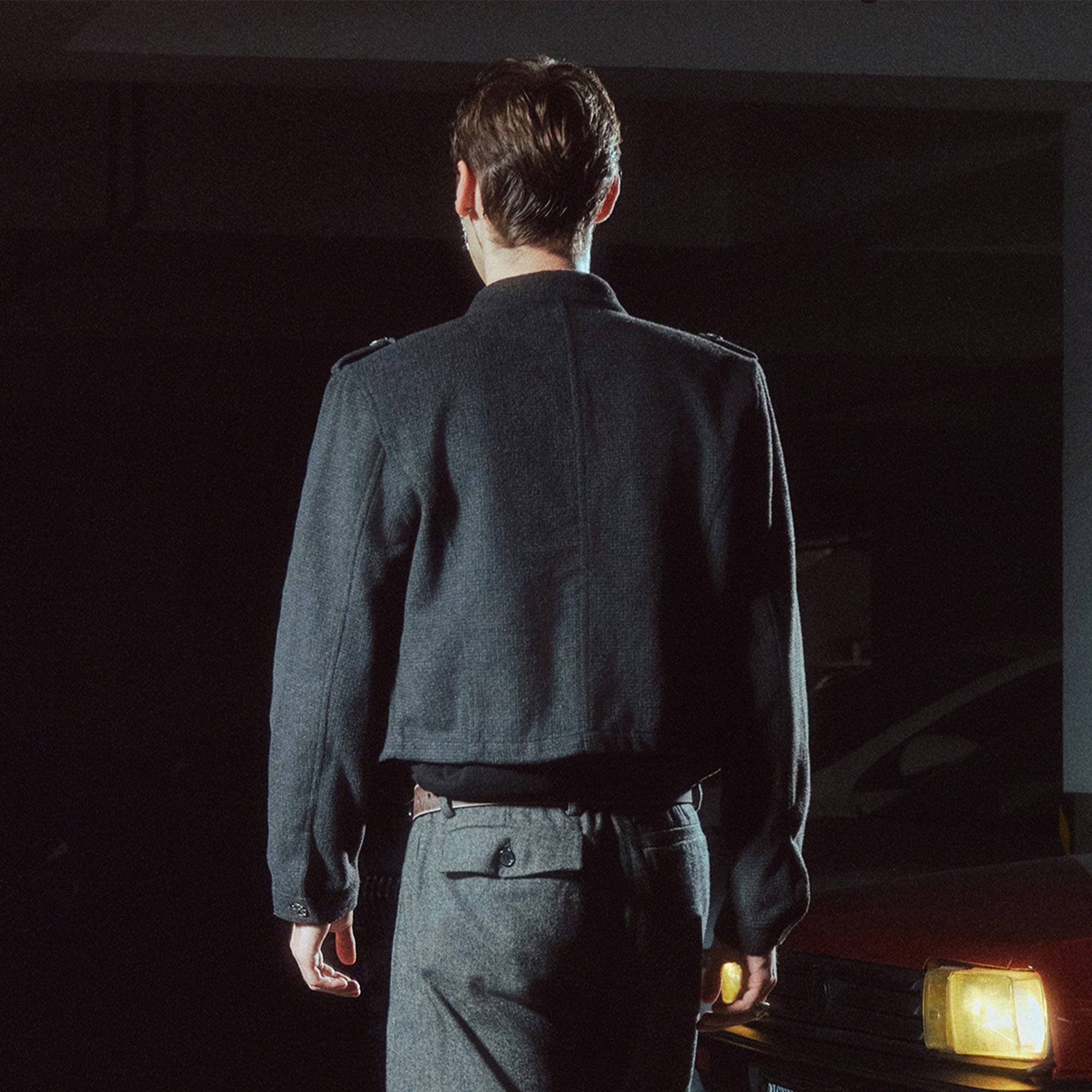 RICHILL Flocked Napoleon Button Cropped Jacket, premium urban and streetwear designers apparel on PROJECTISR.com, RICHILL