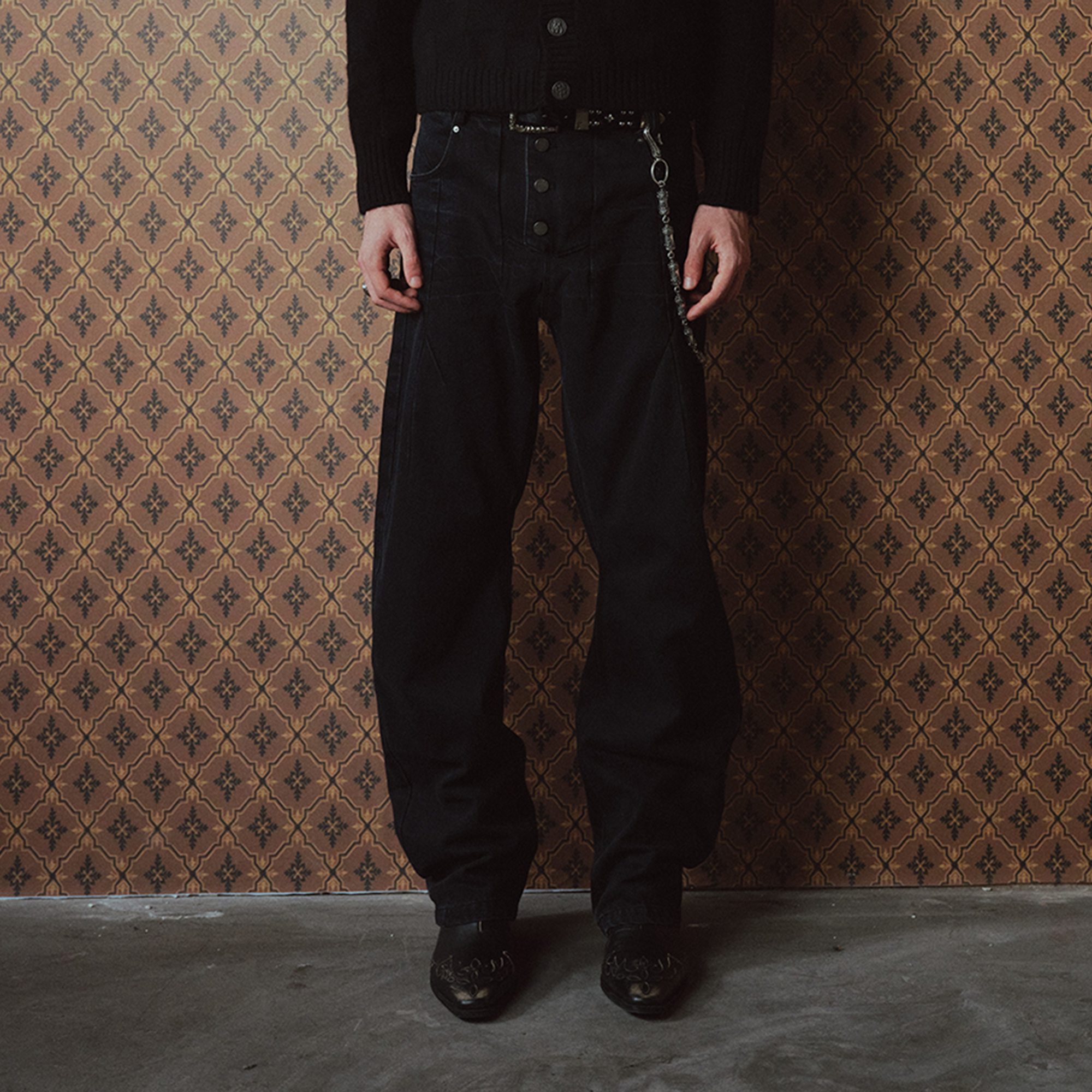 RICHILL Washed Panel Button-Fly Balloon-Leg Jeans, premium urban and streetwear designers apparel on PROJECTISR.com, RICHILL