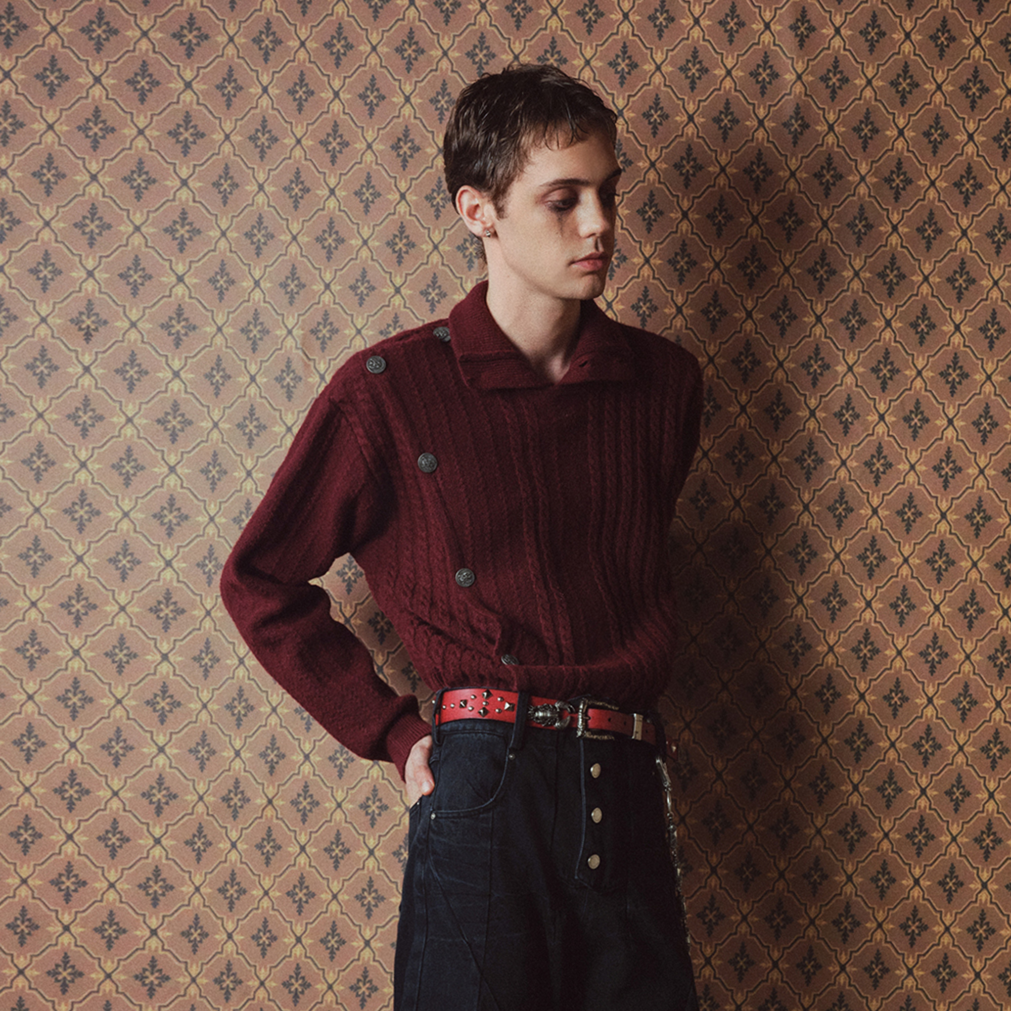 RICHILL Asym Buttoned Cable-Knit Sweater, premium urban and streetwear designers apparel on PROJECTISR.com, RICHILL