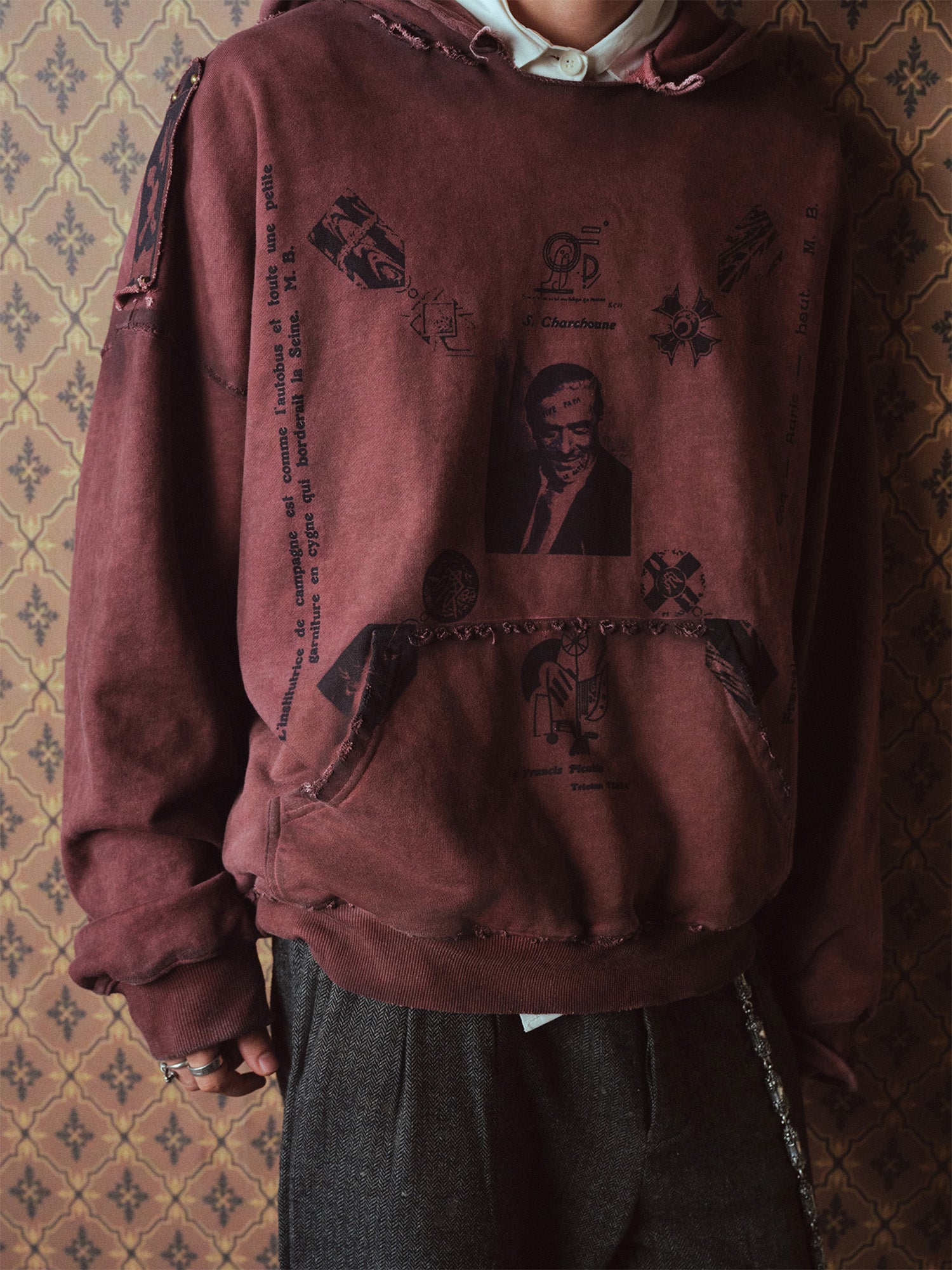 RICHILL Distressed Studded Epaulet Hoodie, premium urban and streetwear designers apparel on PROJECTISR.com, RICHILL