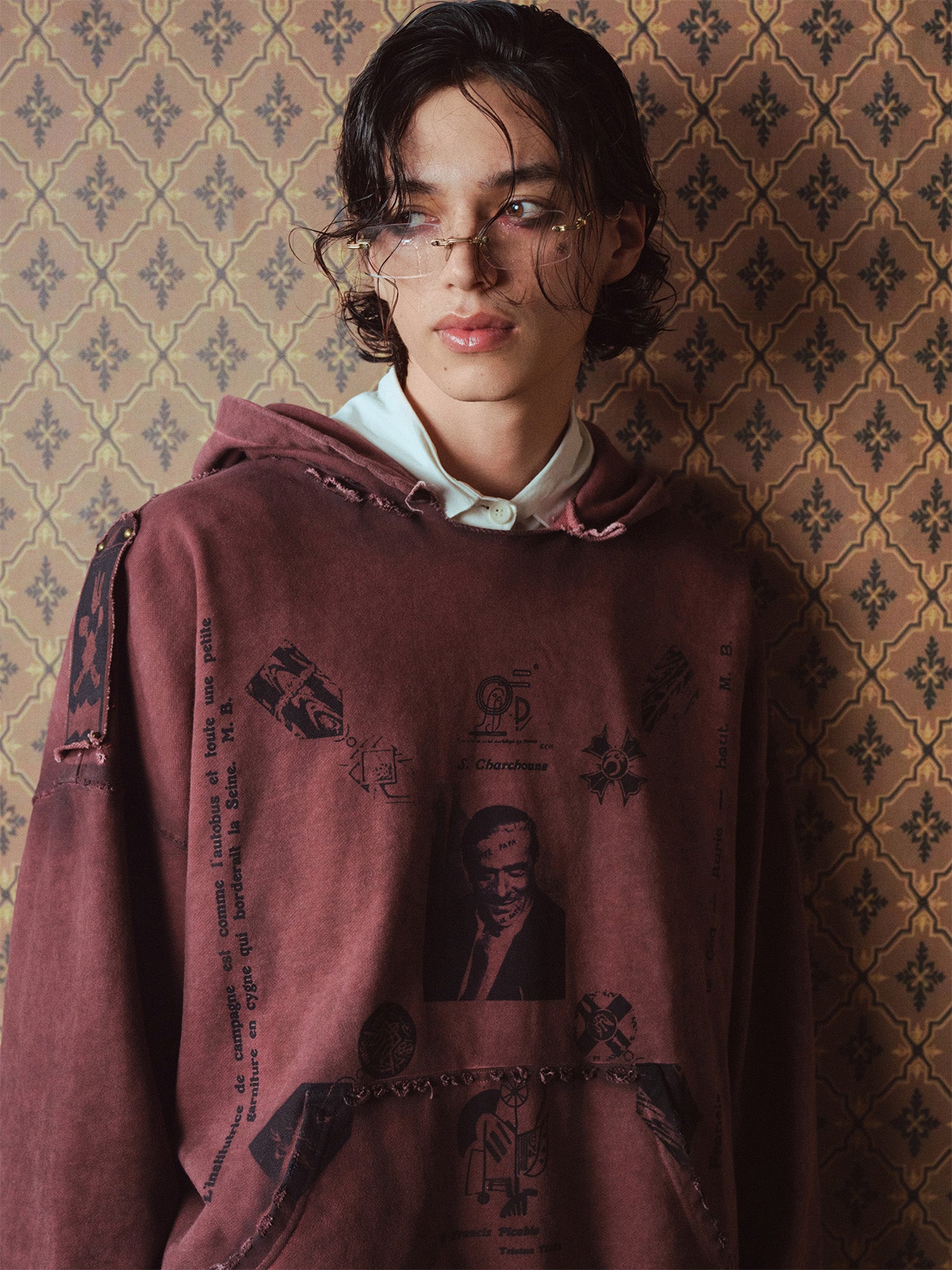 RICHILL Distressed Studded Epaulet Hoodie, premium urban and streetwear designers apparel on PROJECTISR.com, RICHILL