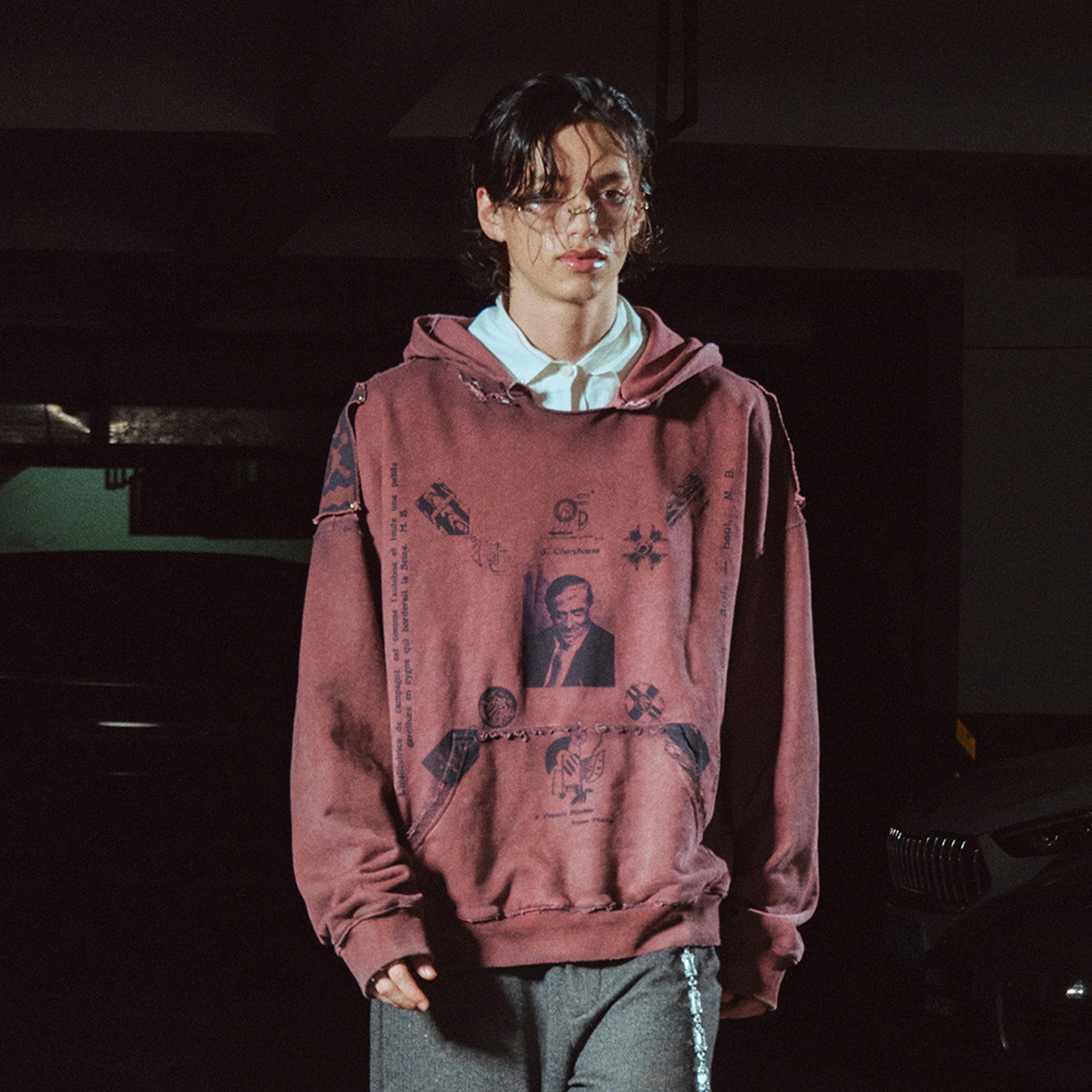 RICHILL Distressed Studded Epaulet Hoodie, premium urban and streetwear designers apparel on PROJECTISR.com, RICHILL