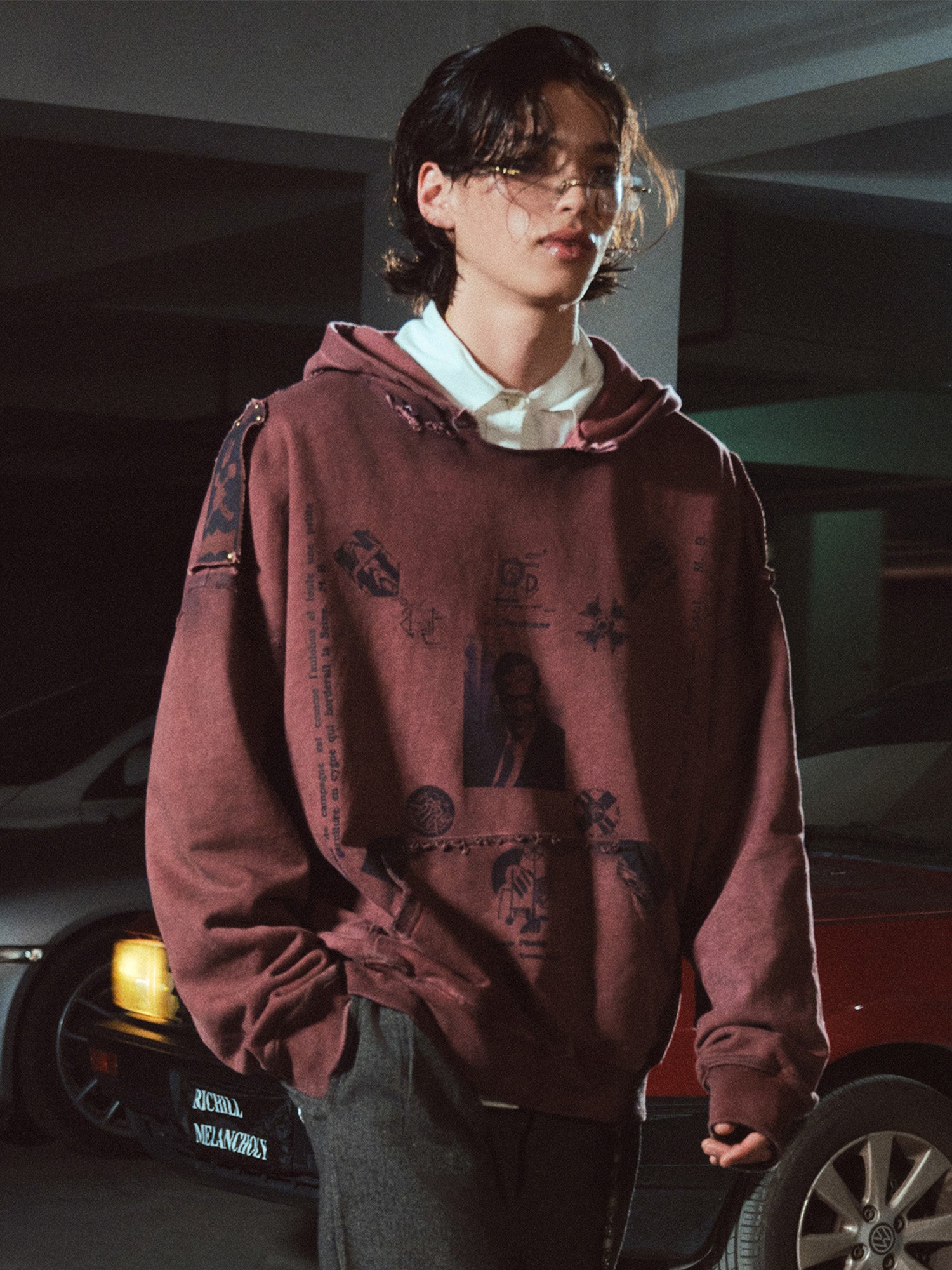 RICHILL Distressed Studded Epaulet Hoodie, premium urban and streetwear designers apparel on PROJECTISR.com, RICHILL