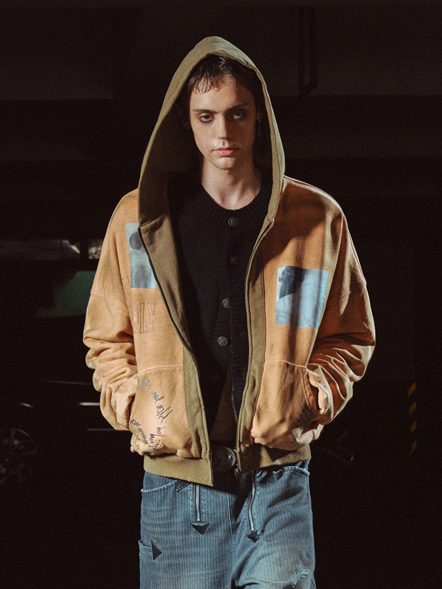 RICHILL Distressed Graffiti Graphic Hooded Jacket, premium urban and streetwear designers apparel on PROJECTISR.com, RICHILL