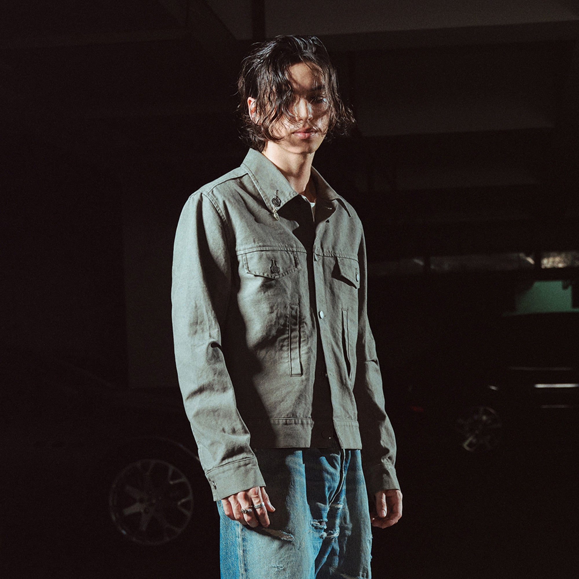 RICHILL Ancient Coin Graphic Curved-Sleeve Canvas Jacket, premium urban and streetwear designers apparel on PROJECTISR.com, RICHILL