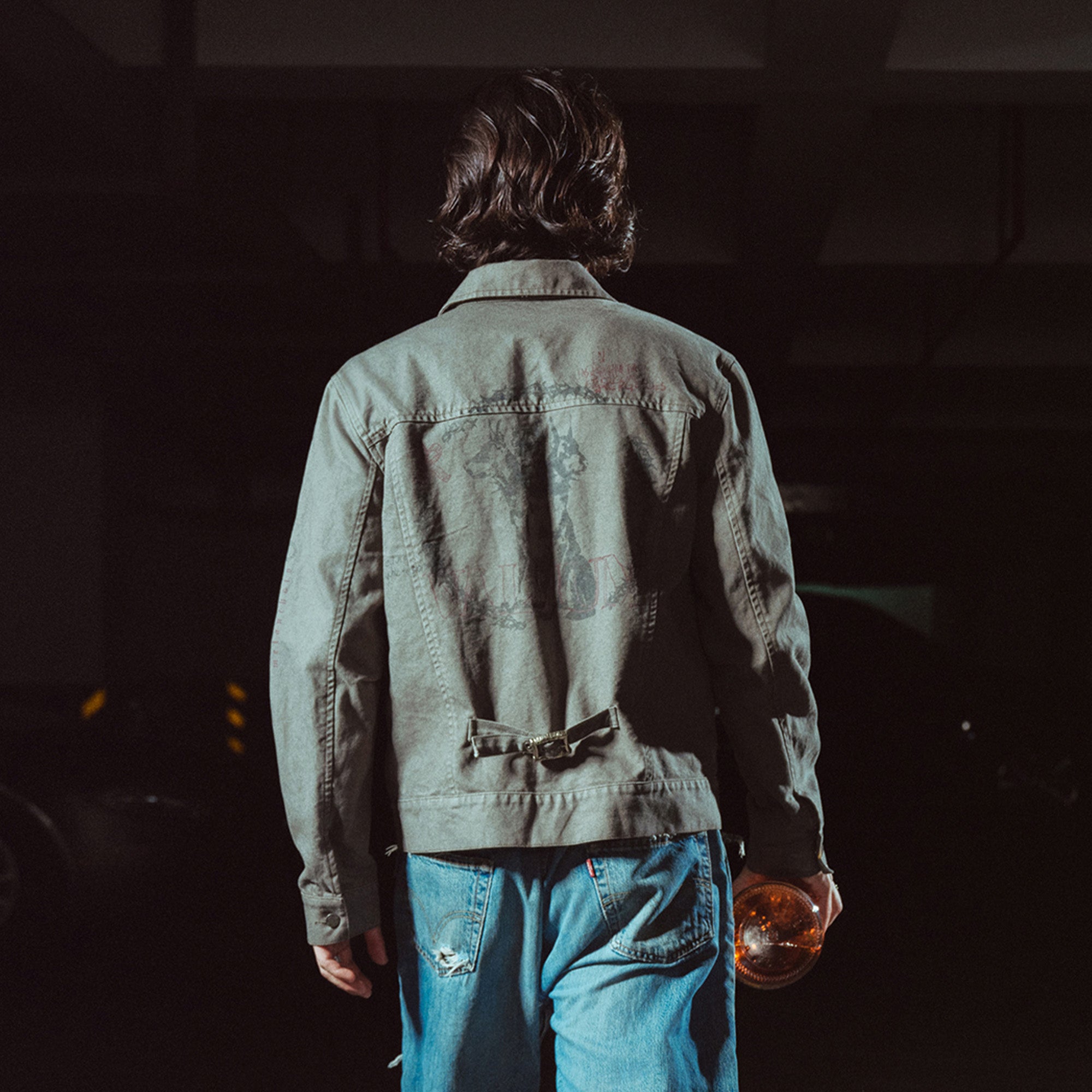 RICHILL Ancient Coin Graphic Curved-Sleeve Canvas Jacket, premium urban and streetwear designers apparel on PROJECTISR.com, RICHILL