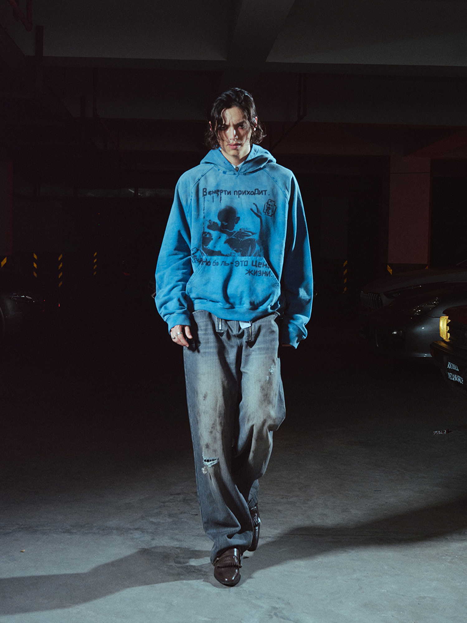 RICHILL Washed Vampire Graphic Hoodie