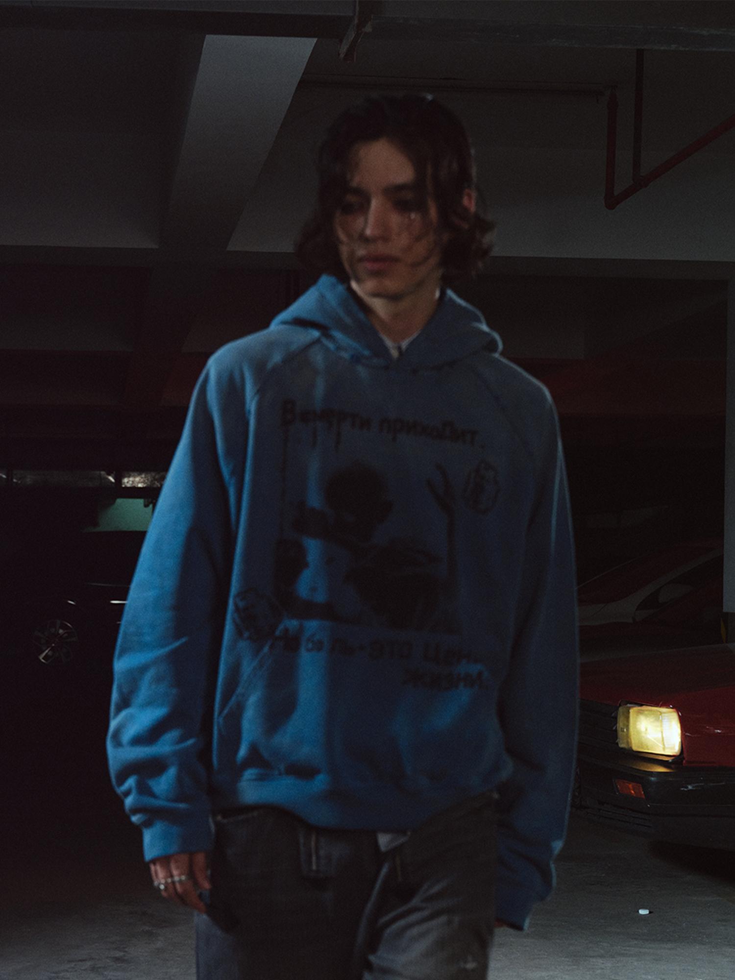 RICHILL Washed Vampire Graphic Hoodie