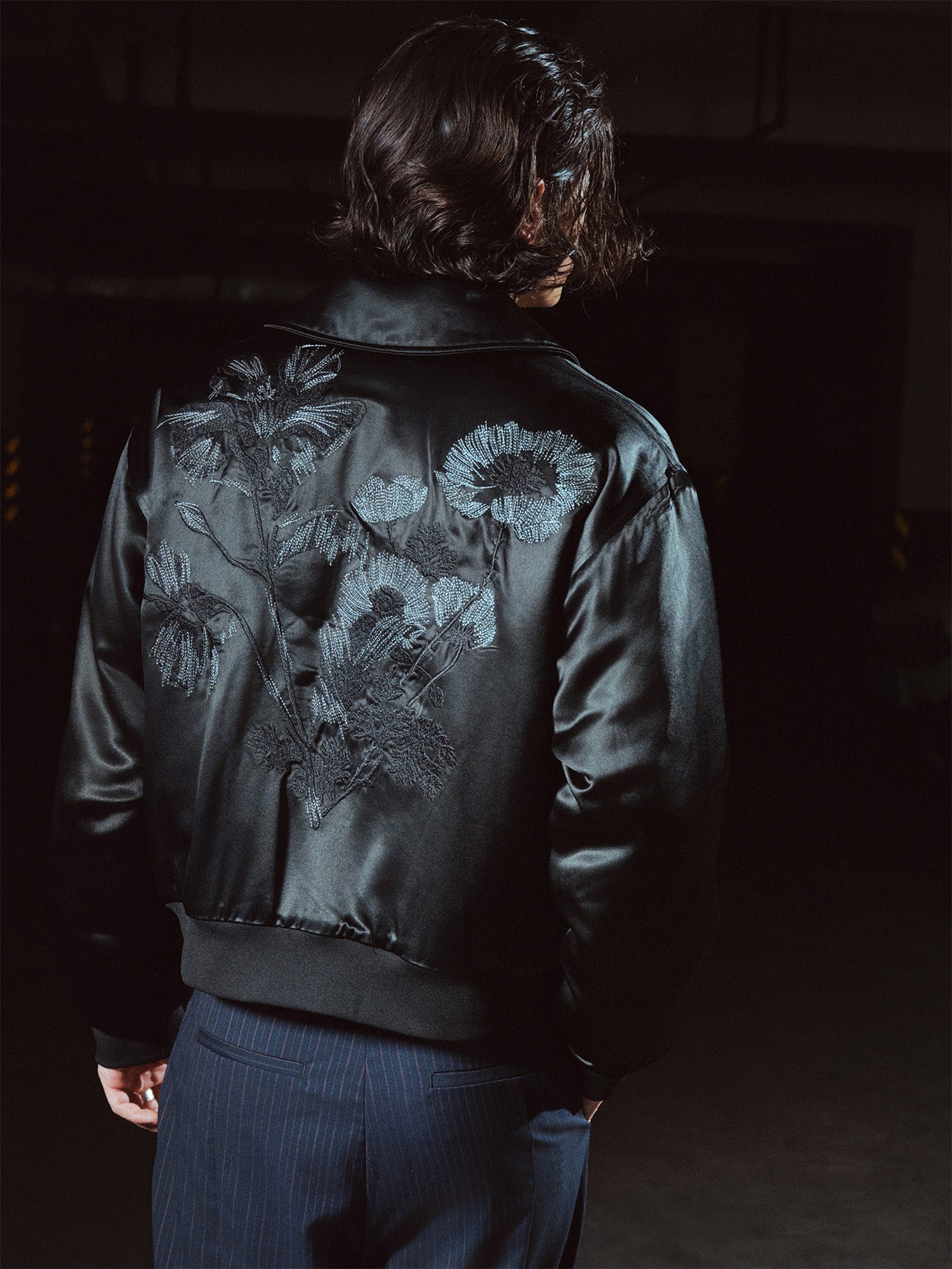 RICHILL Floral Embroidered Acetate Bomber Jacket, premium urban and streetwear designers apparel on PROJECTISR.com, RICHILL