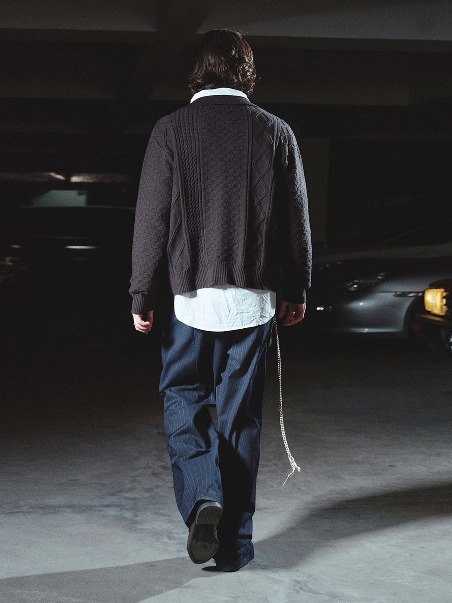RICHILL Classic Mental-Button Cable Polo Sweater