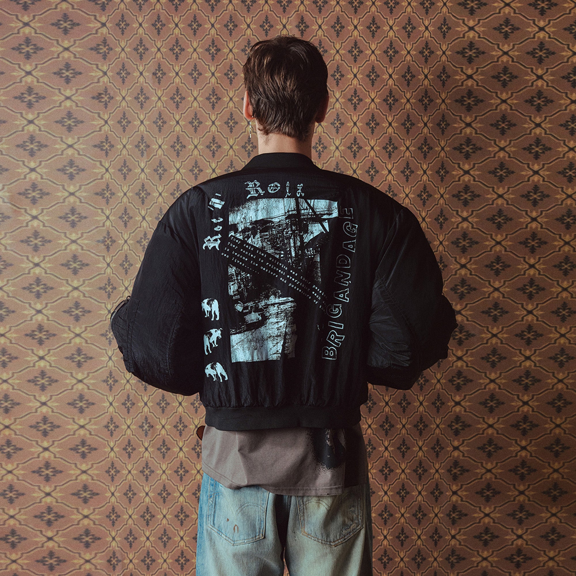 RICHILL Medal Graphic Cropped Bomber Jacket, premium urban and streetwear designers apparel on PROJECTISR.com, RICHILL