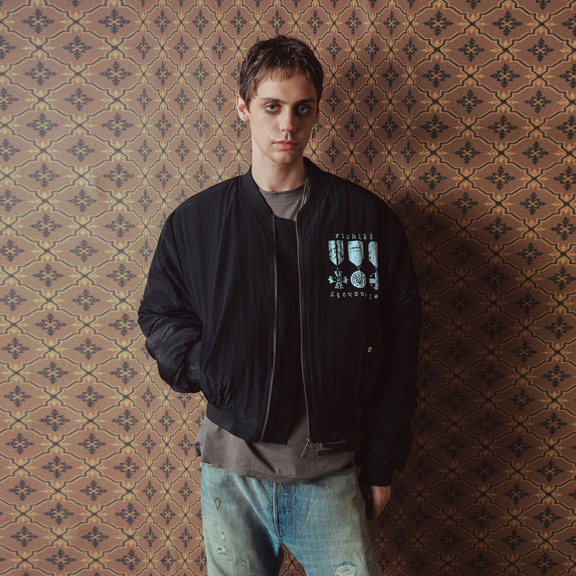 RICHILL Medal Graphic Cropped Bomber Jacket, premium urban and streetwear designers apparel on PROJECTISR.com, RICHILL