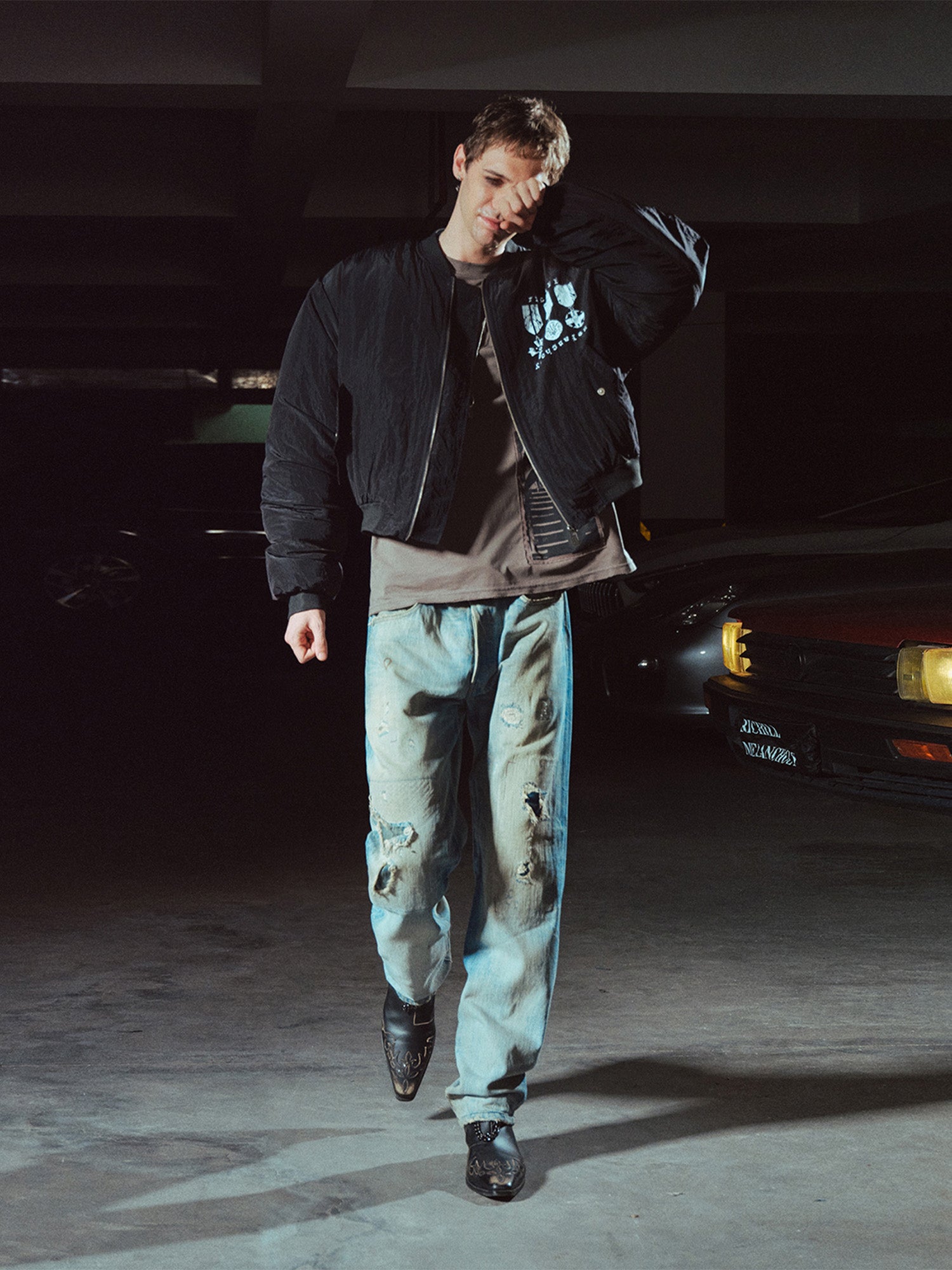 RICHILL Medal Graphic Cropped Bomber Jacket