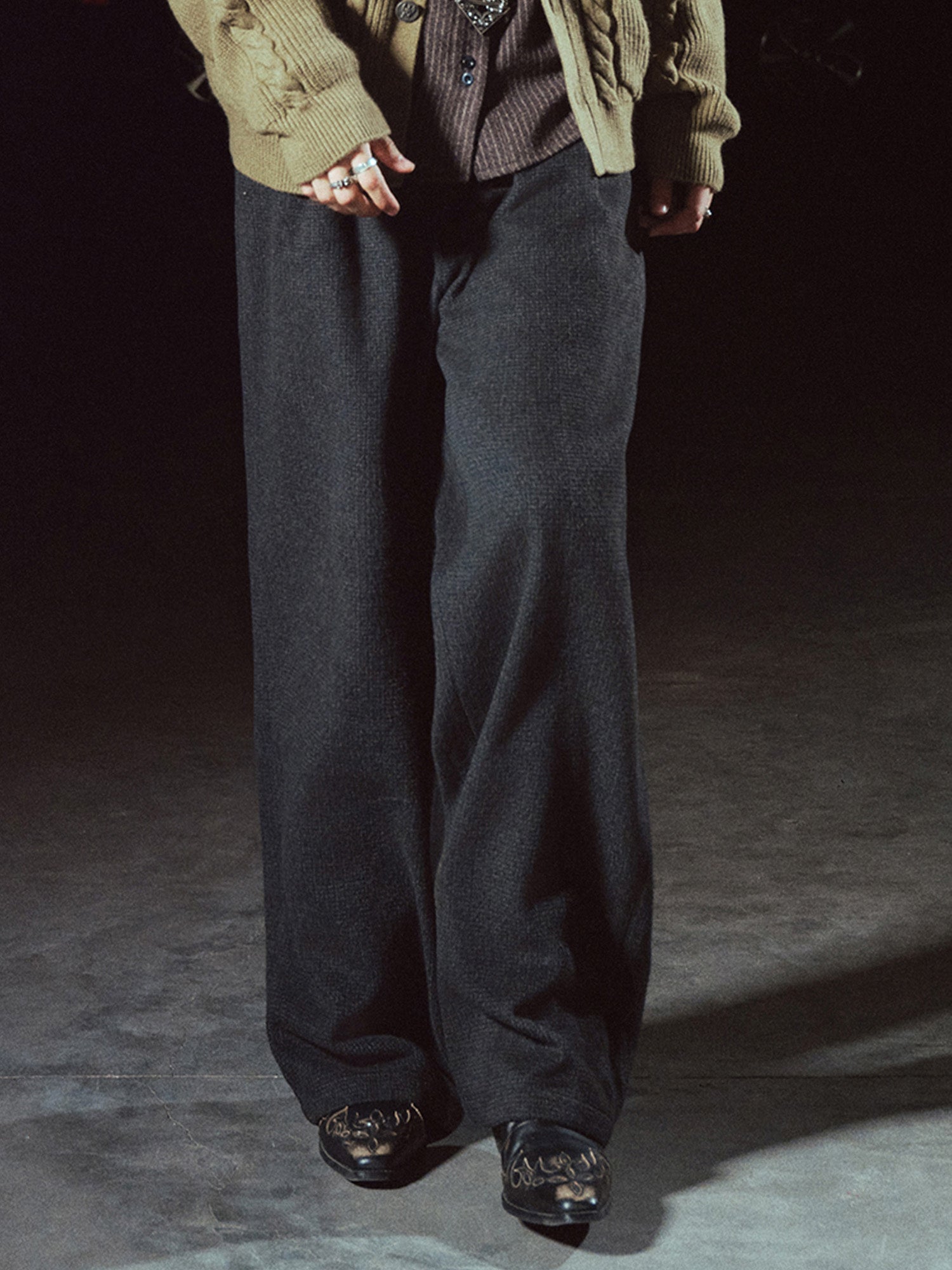 RICHILL Panel Pleated Wide-Leg Trousers, premium urban and streetwear designers apparel on PROJECTISR.com, RICHILL
