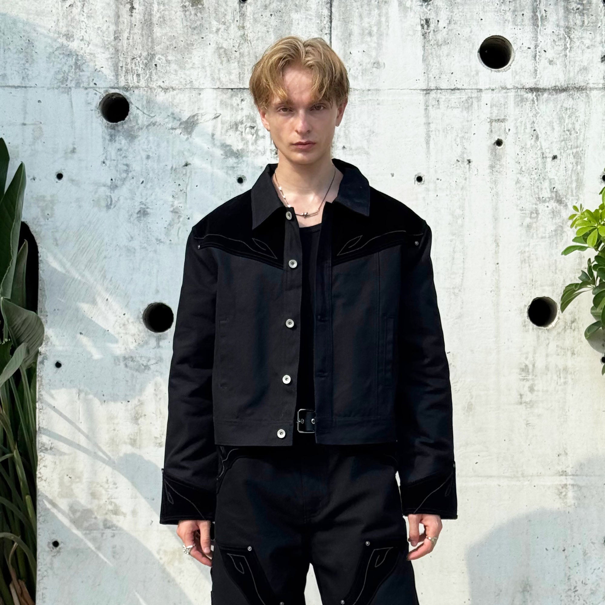 ESAIAS Totem Embroidered Velvet Panel Short Jacket, premium urban and streetwear designers apparel on PROJECTISR.com, ESAIAS