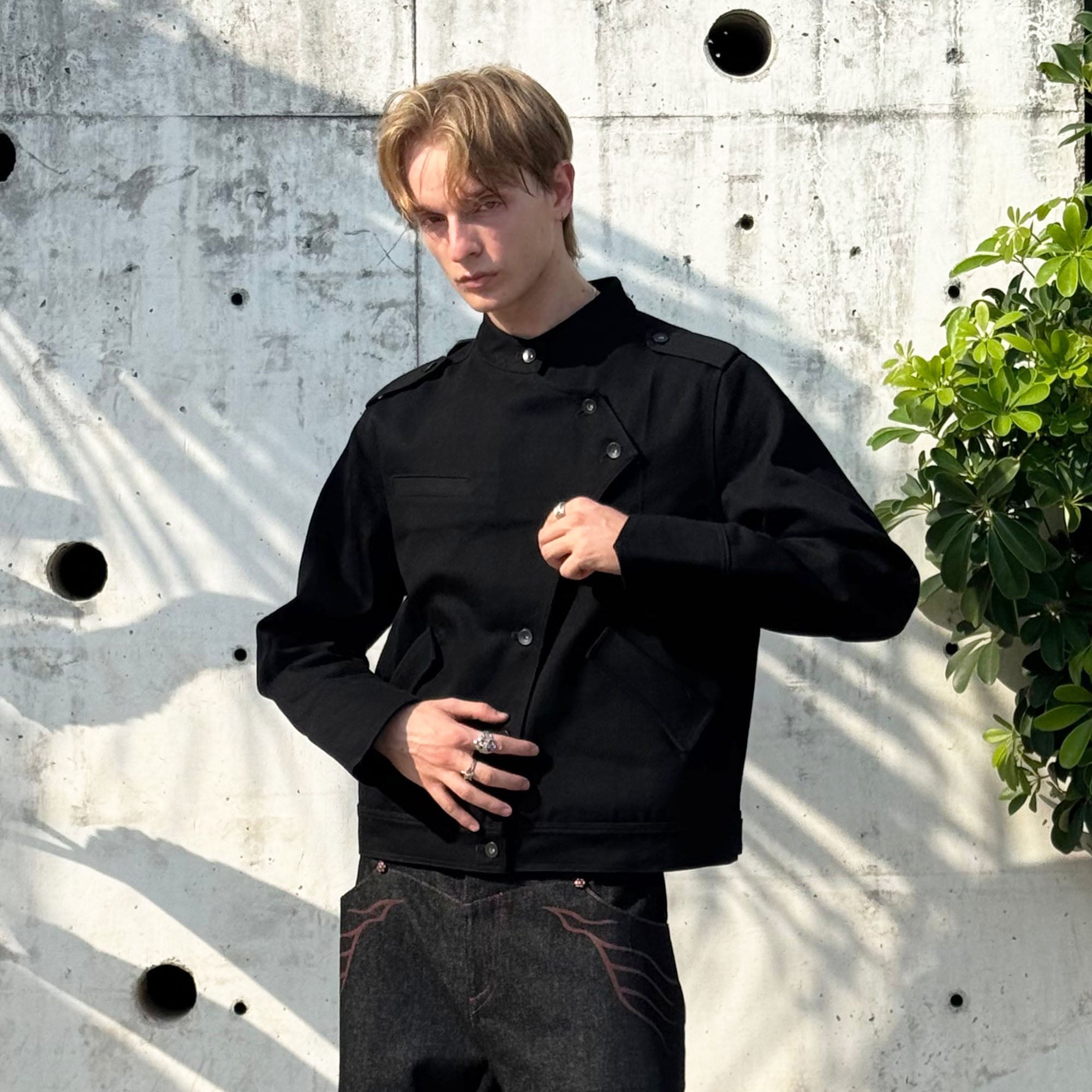 ESAIAS Asymmetric Stand-Collar Military Jacket, premium urban and streetwear designers apparel on PROJECTISR.com, ESAIAS