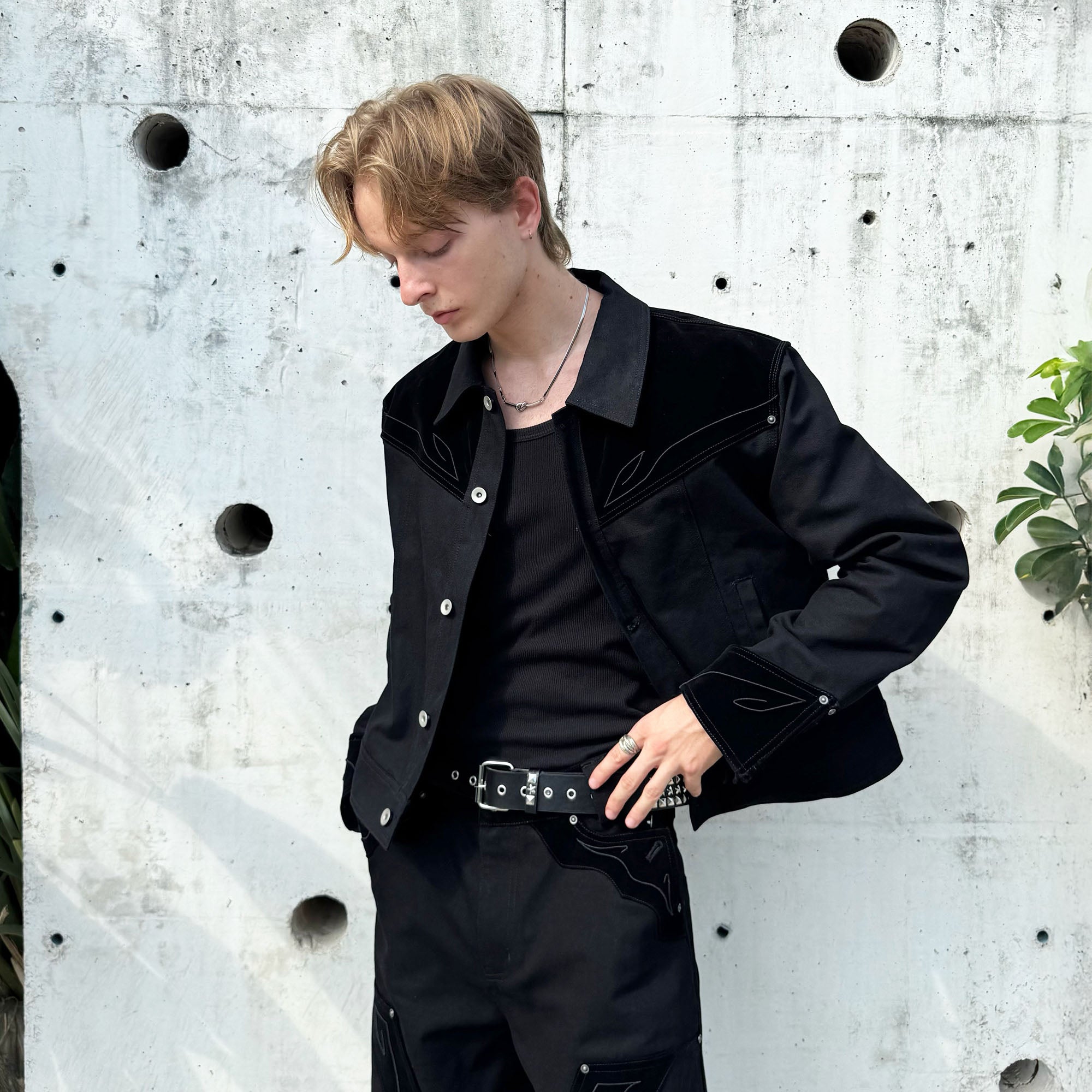 ESAIAS Totem Embroidered Velvet Panel Short Jacket, premium urban and streetwear designers apparel on PROJECTISR.com, ESAIAS
