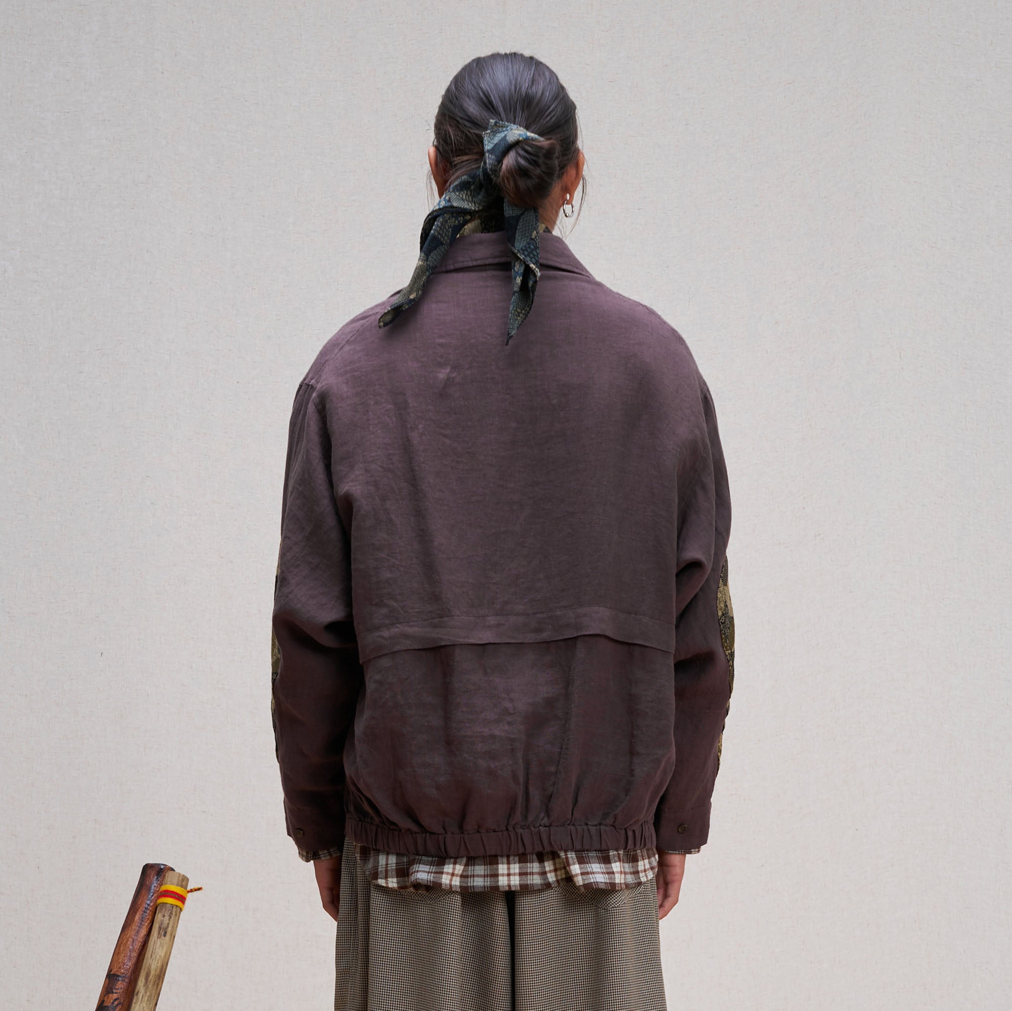 UNLIMITED MOTE Patched Elbow Multi-Pocket Linen Jacket