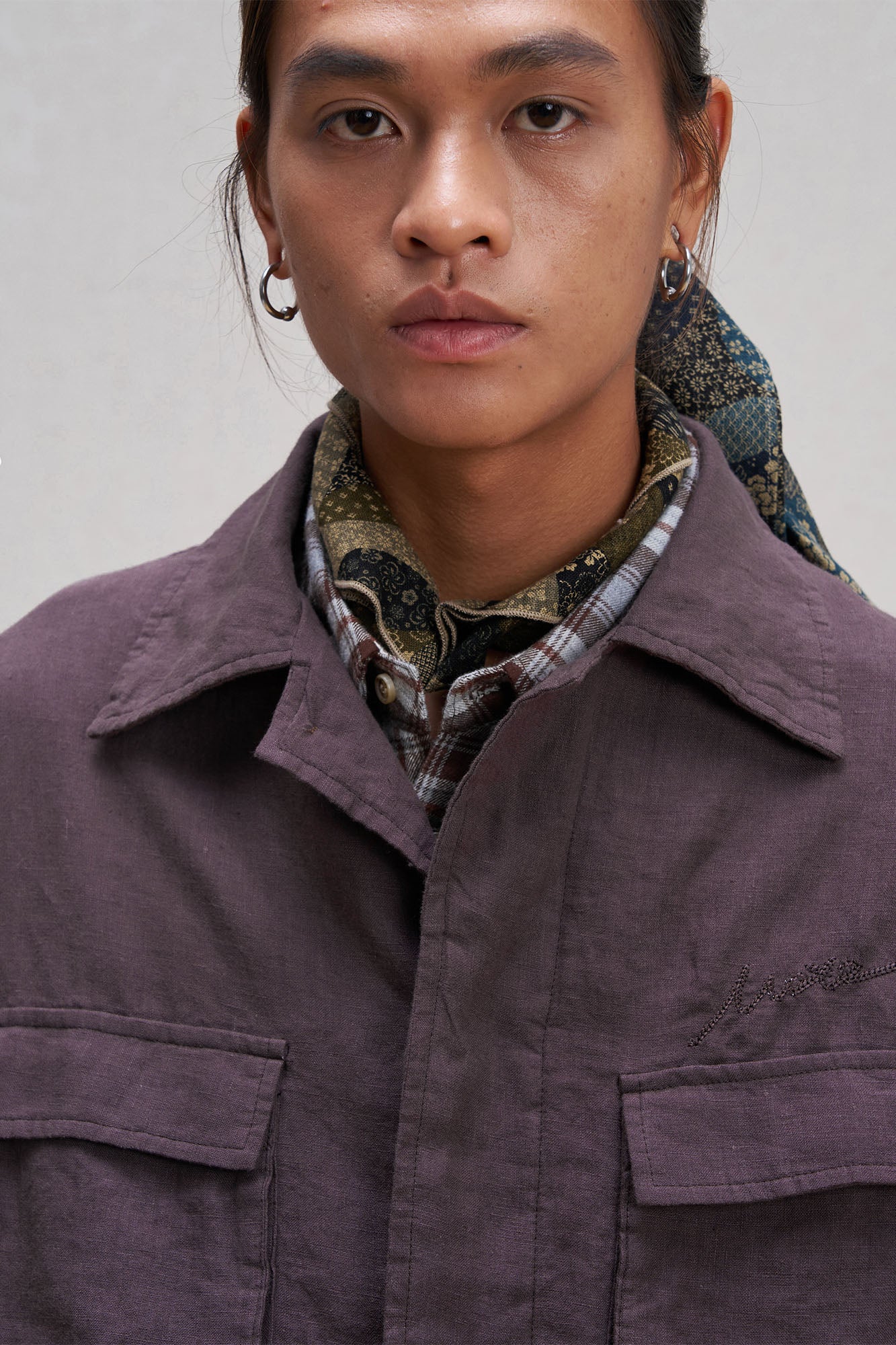 UNLIMITED MOTE Patched Elbow Multi-Pocket Linen Jacket