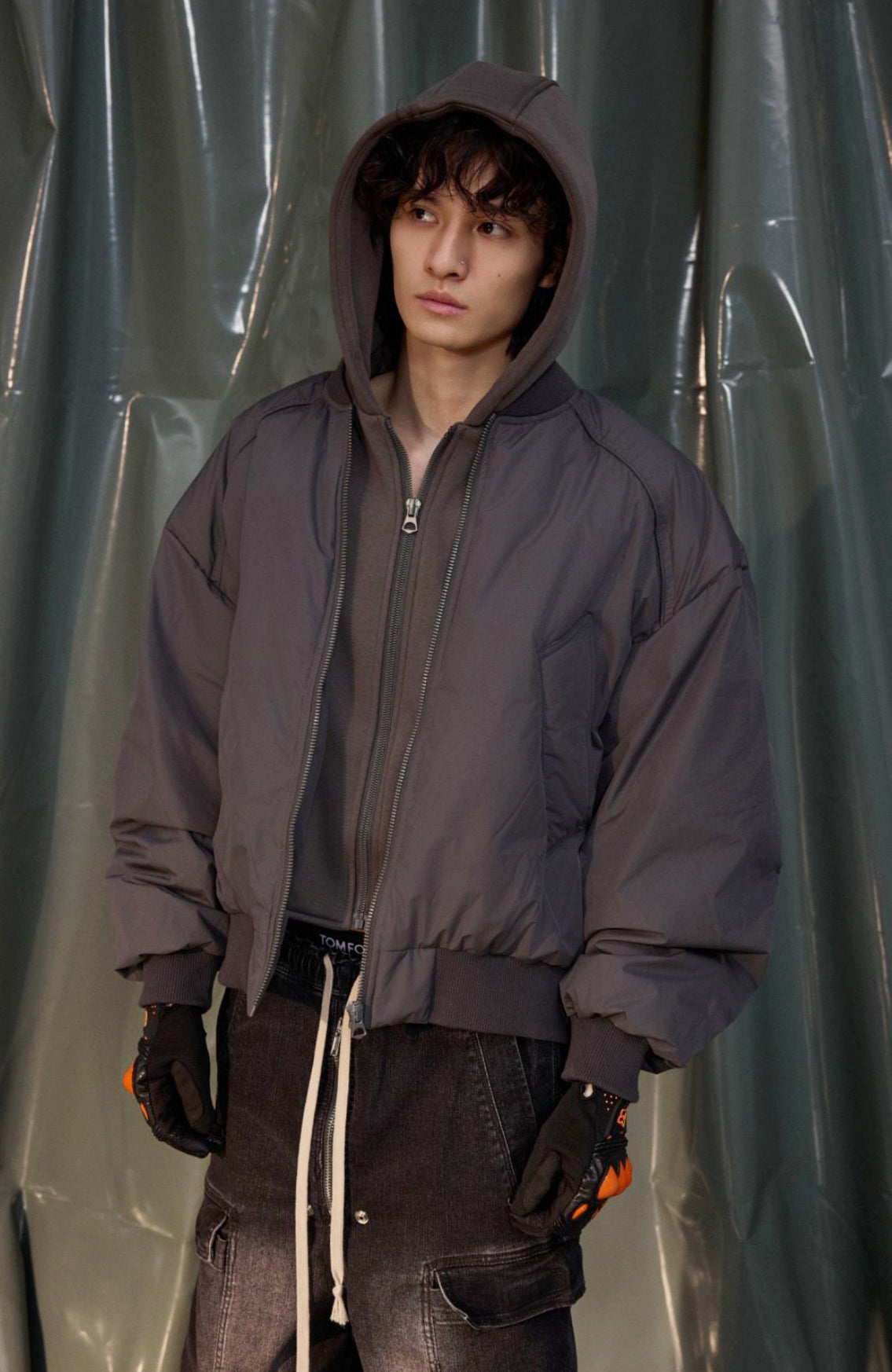 RECOVER ZONE Ruched Layered Hooded Down Jacket