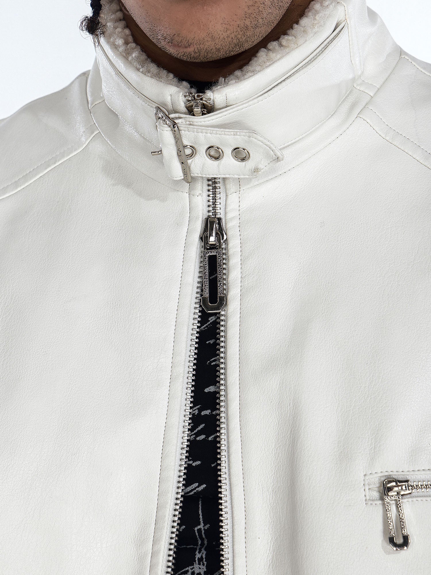 FLYERRER Panel Faux-Fur Lining Biker Jacket