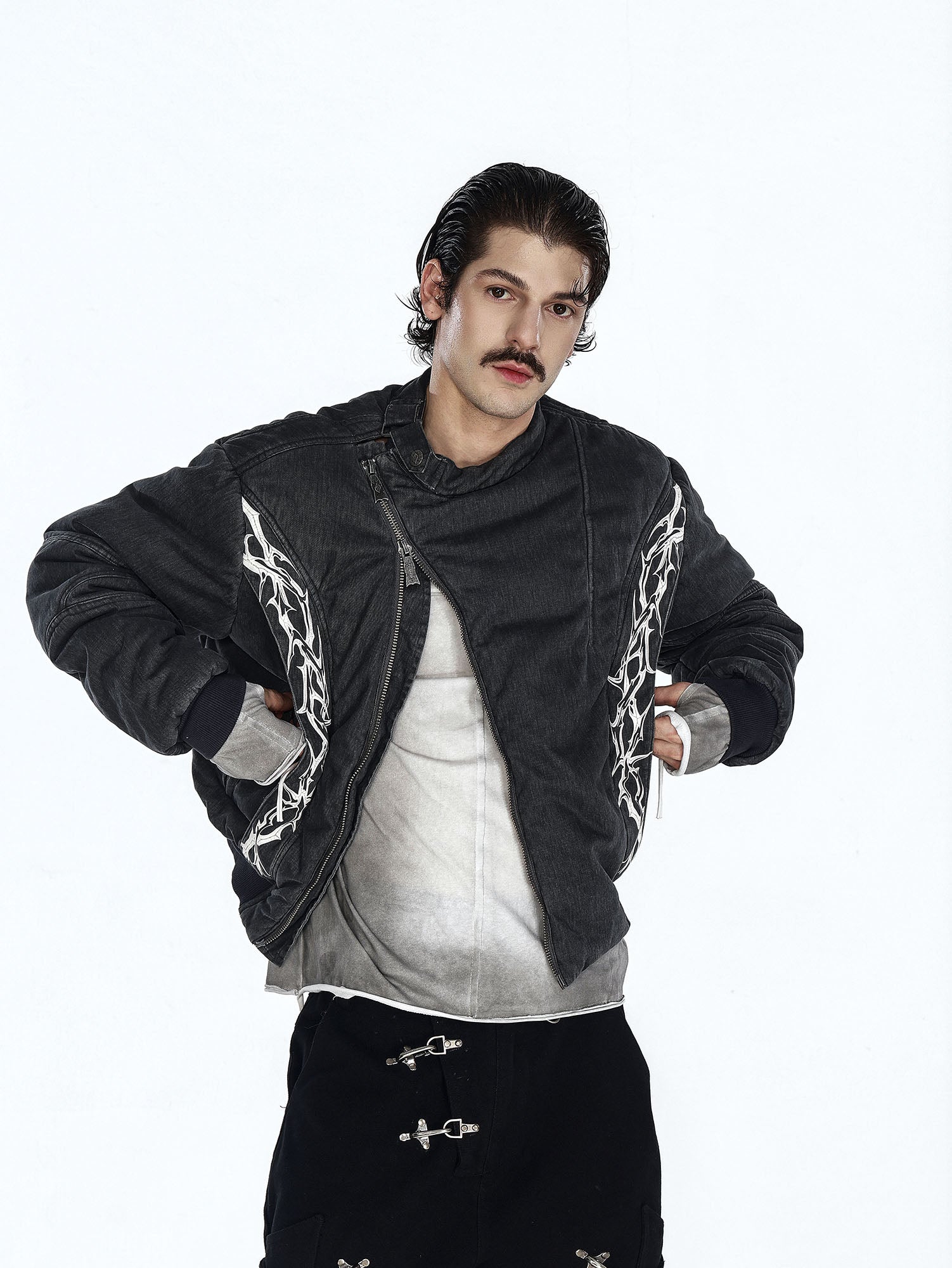 FLYERRER Distressed Asymmetric Placket Totem Bomber