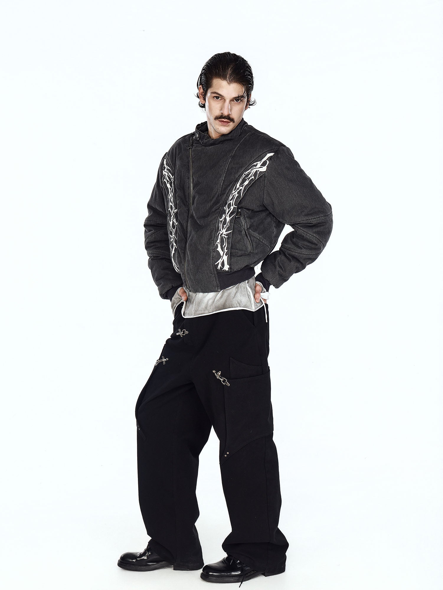 FLYERRER Distressed Asymmetric Placket Totem Bomber