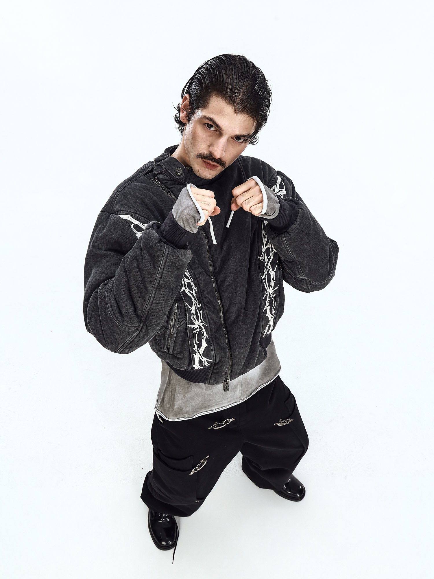 FLYERRER Distressed Asymmetric Placket Totem Bomber