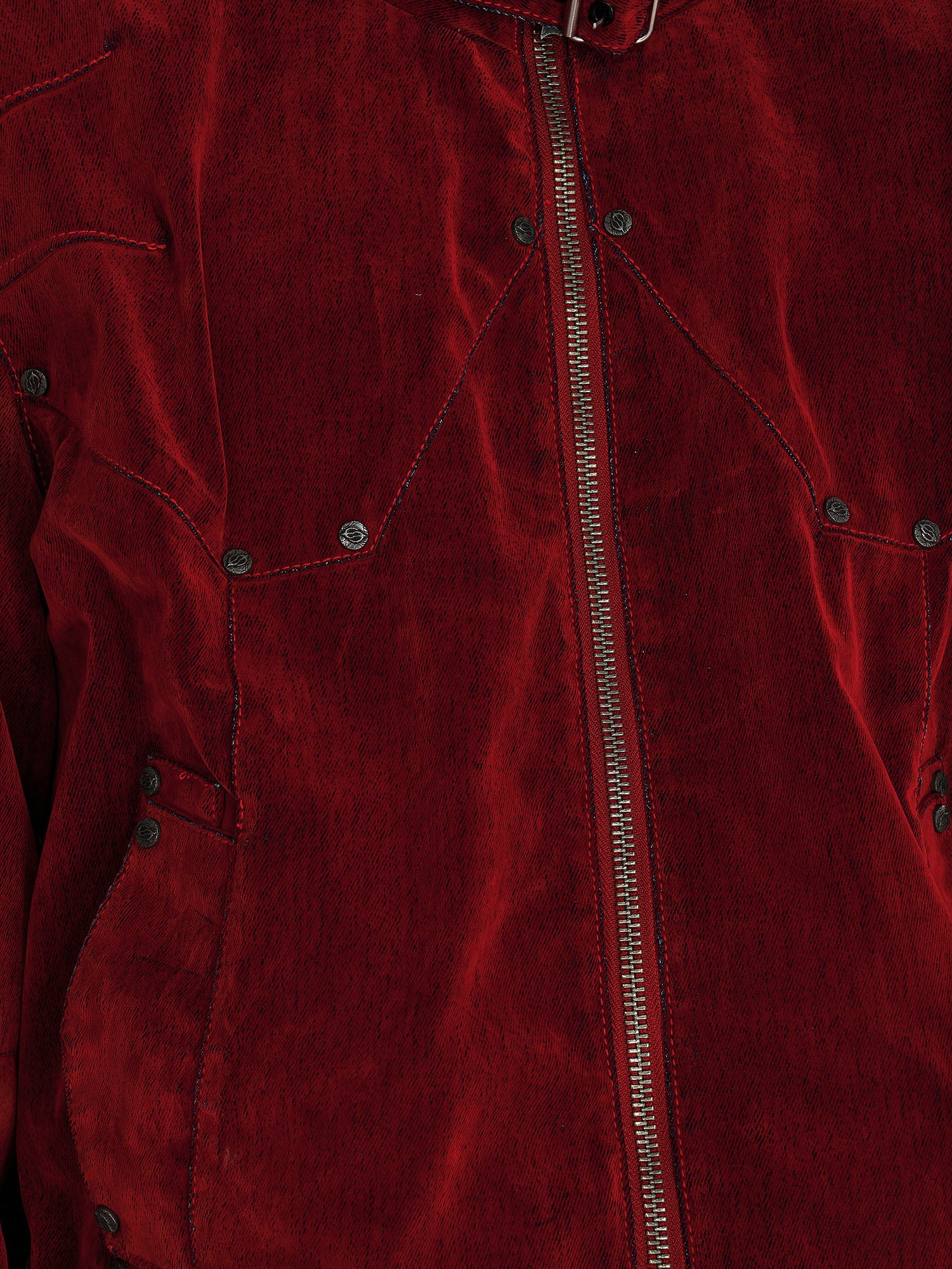 FLYERRER Retro Furry Collar Panel Denim Jacket