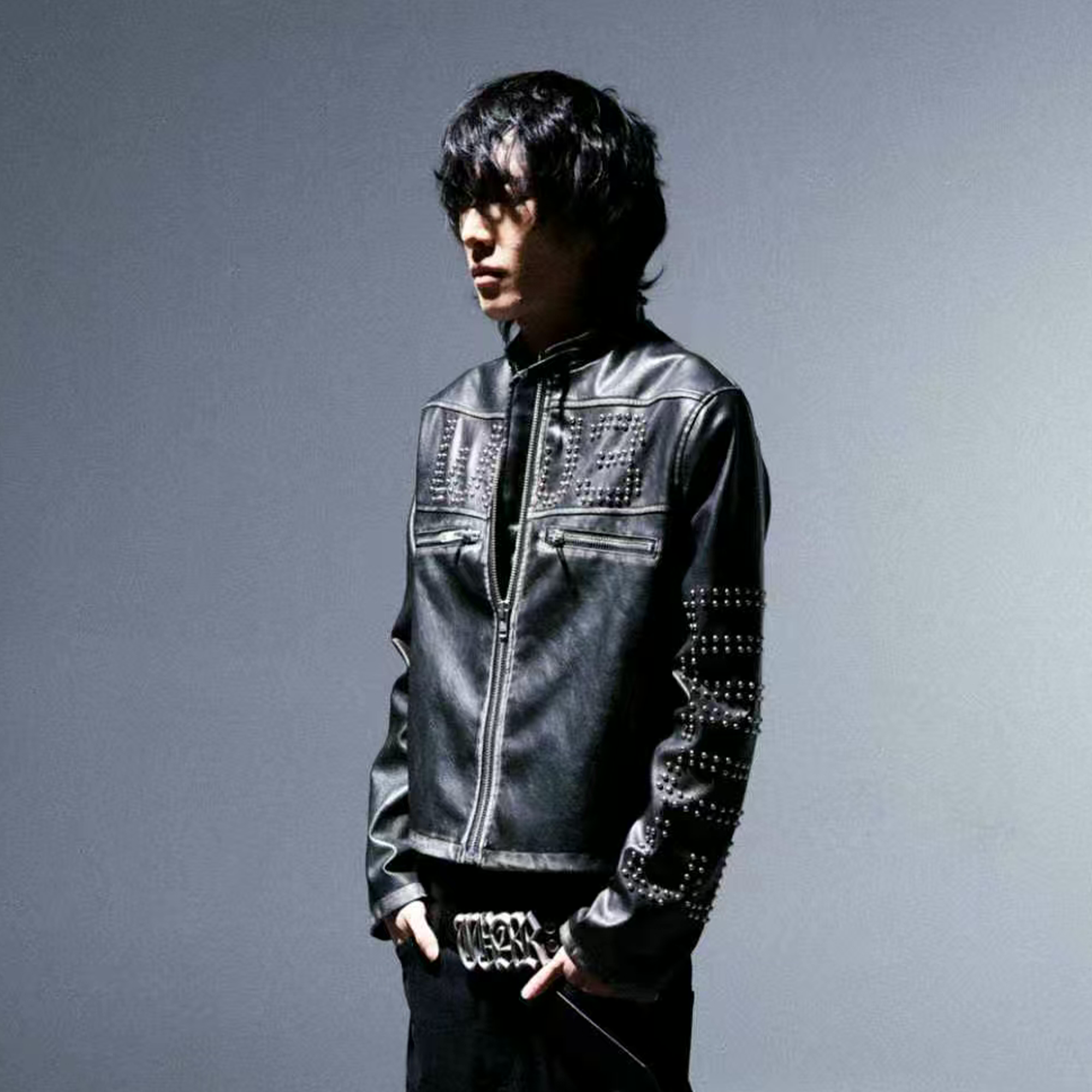 PCCVISION x GMK Distressed Studded Leather Jacket