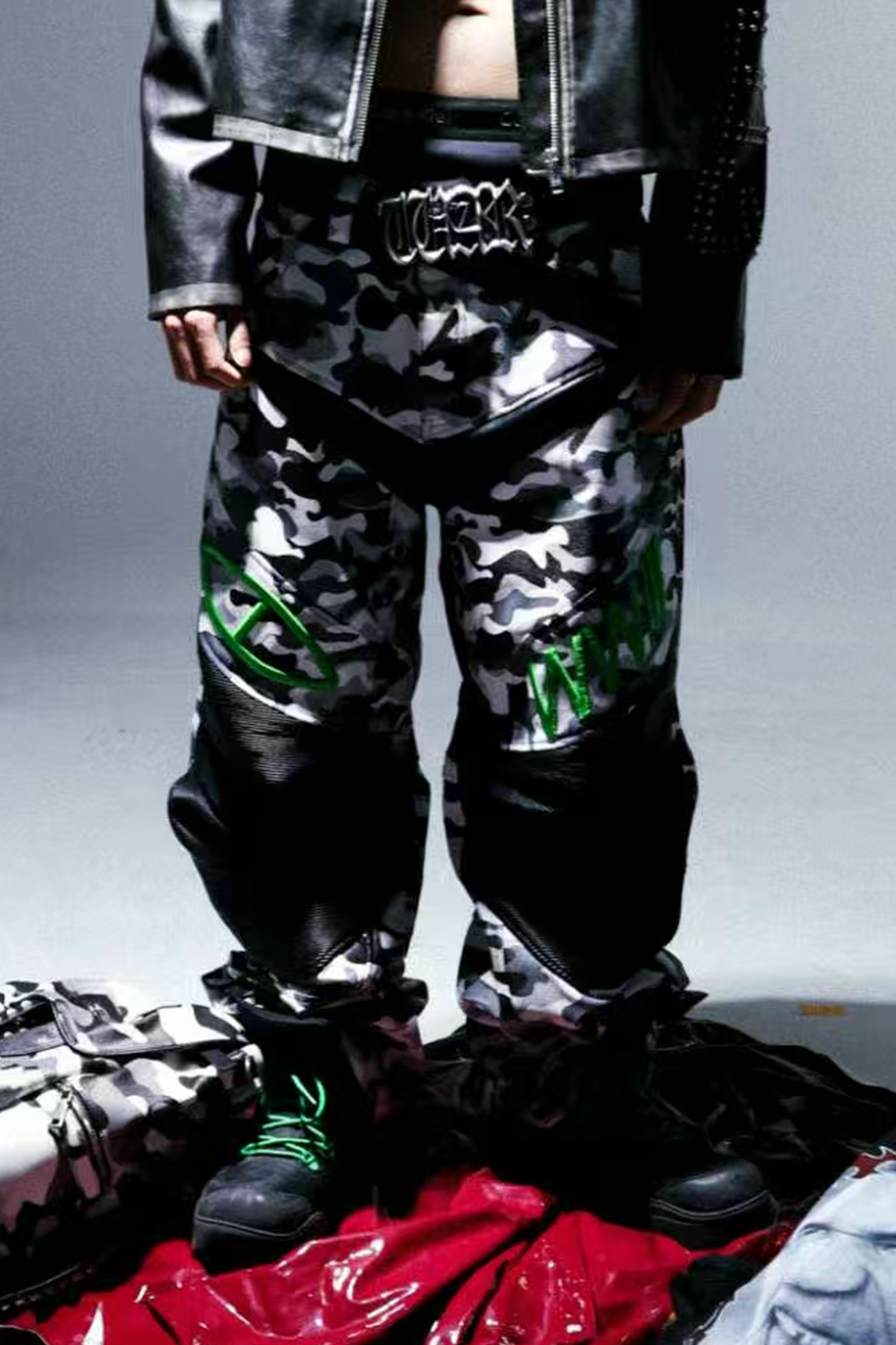 PCCVISION x GMK Camo Panel Embroidered Moto Pants