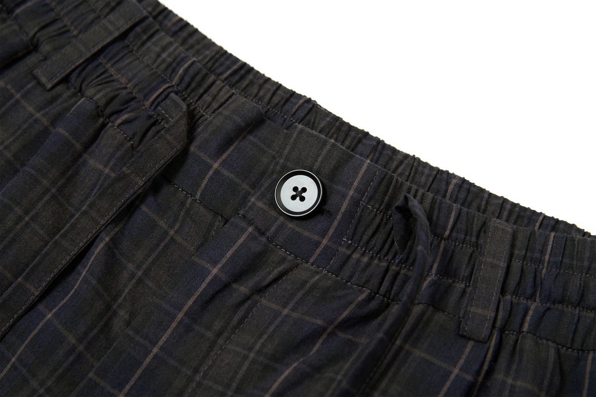 TGNS Plaid Pleated Wide-Leg Trousers