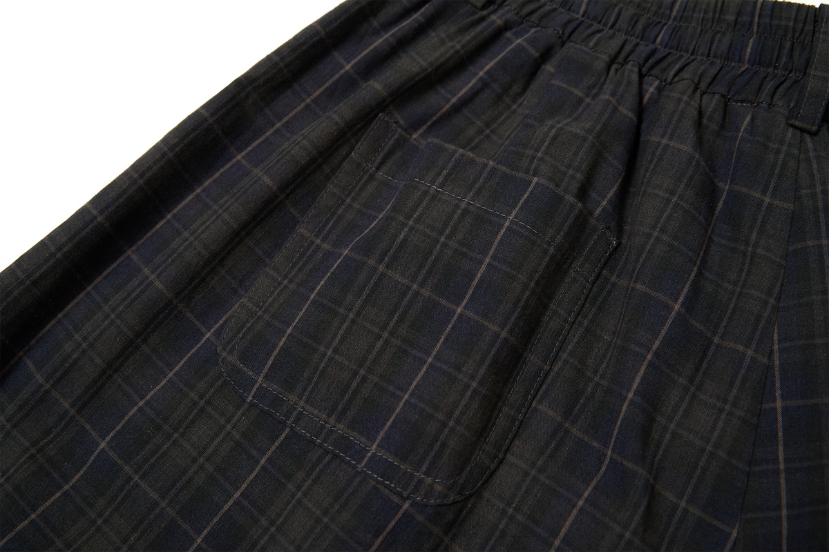 TGNS Plaid Pleated Wide-Leg Trousers