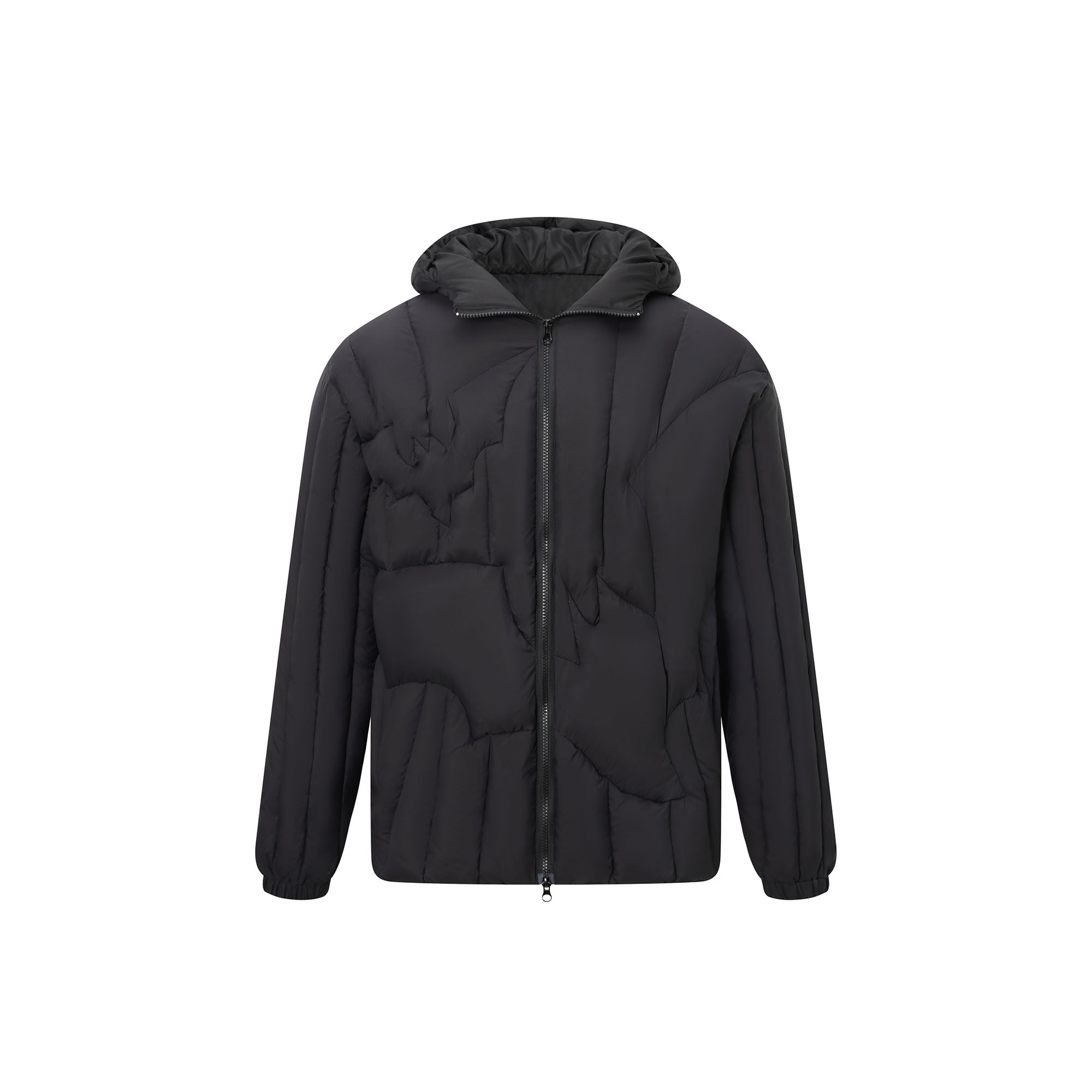 RECOVER ZONE Bat-Quilted Hooded Down Puffer Jacket, premium urban and streetwear designers apparel on PROJECTISR.com, RECOVER ZONE