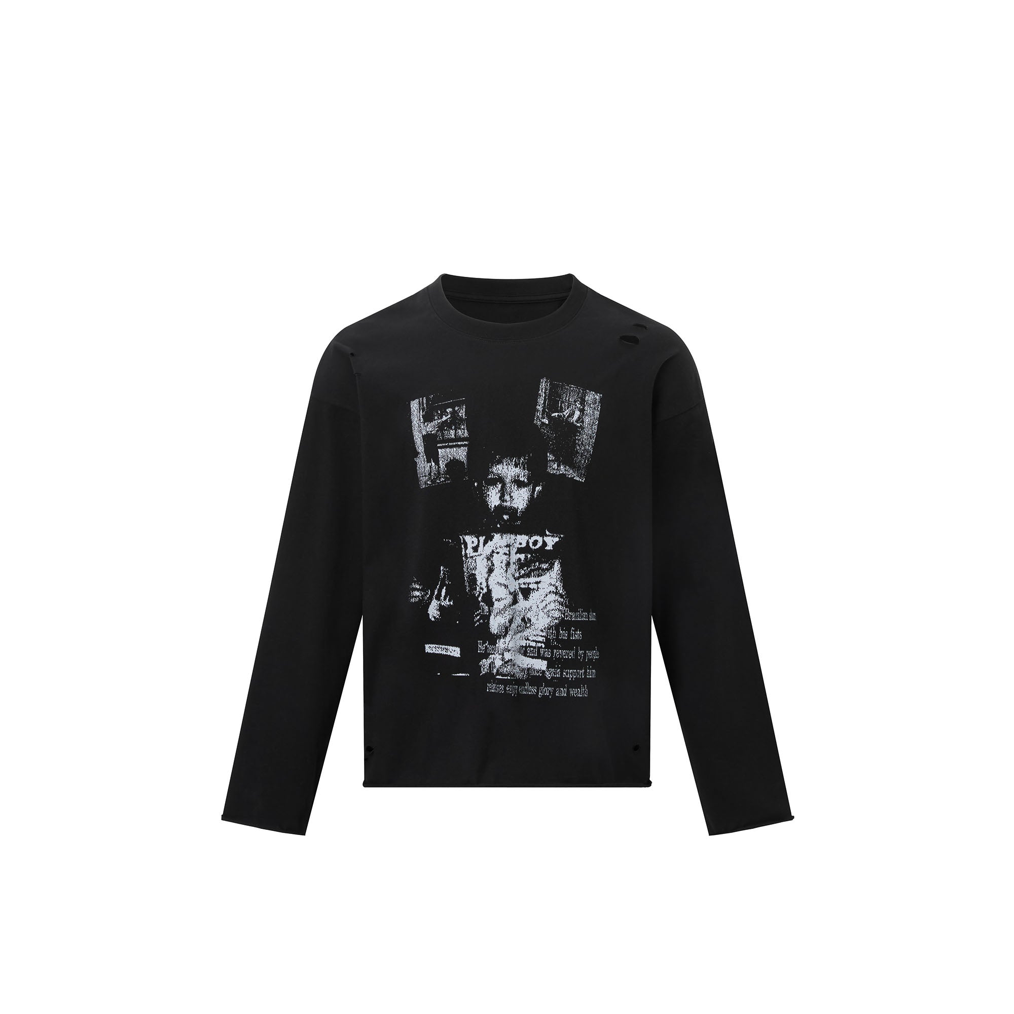 RECOVER ZONE Distressed Graphic Long Sleeve Tee