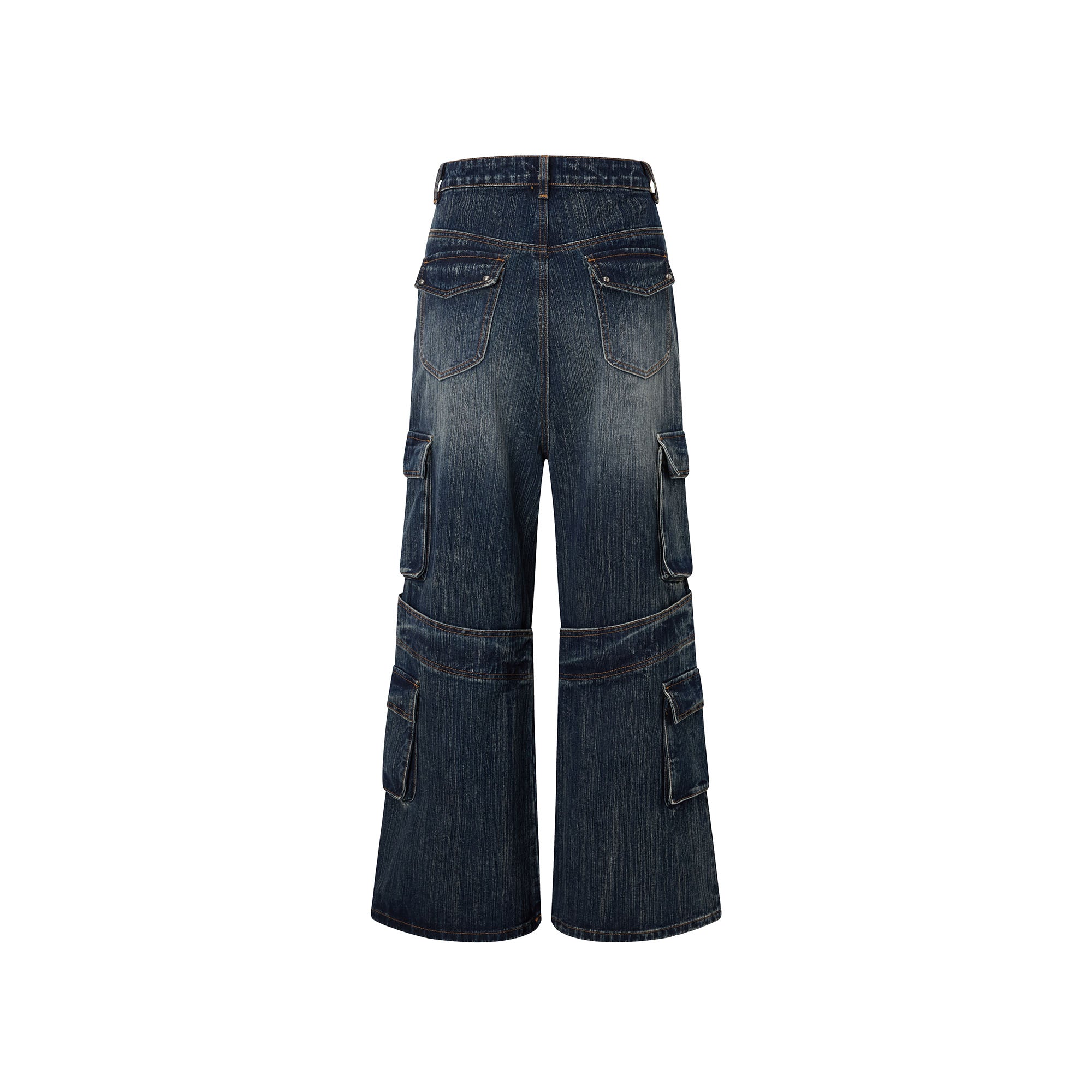 RECOVER ZONE Multi-Pocket Wide-Leg Utility Jeans, premium urban and streetwear designers apparel on PROJECTISR.com, RECOVER ZONE