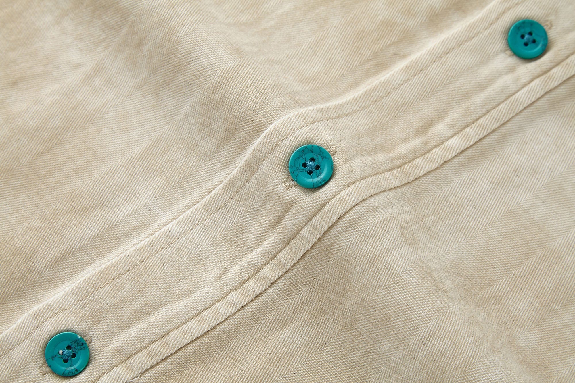 BONELESS Distressed Turquoise-Button Frayed-Hem Half Shirt, premium urban and streetwear designers apparel on PROJECTISR.com, BONELESS
