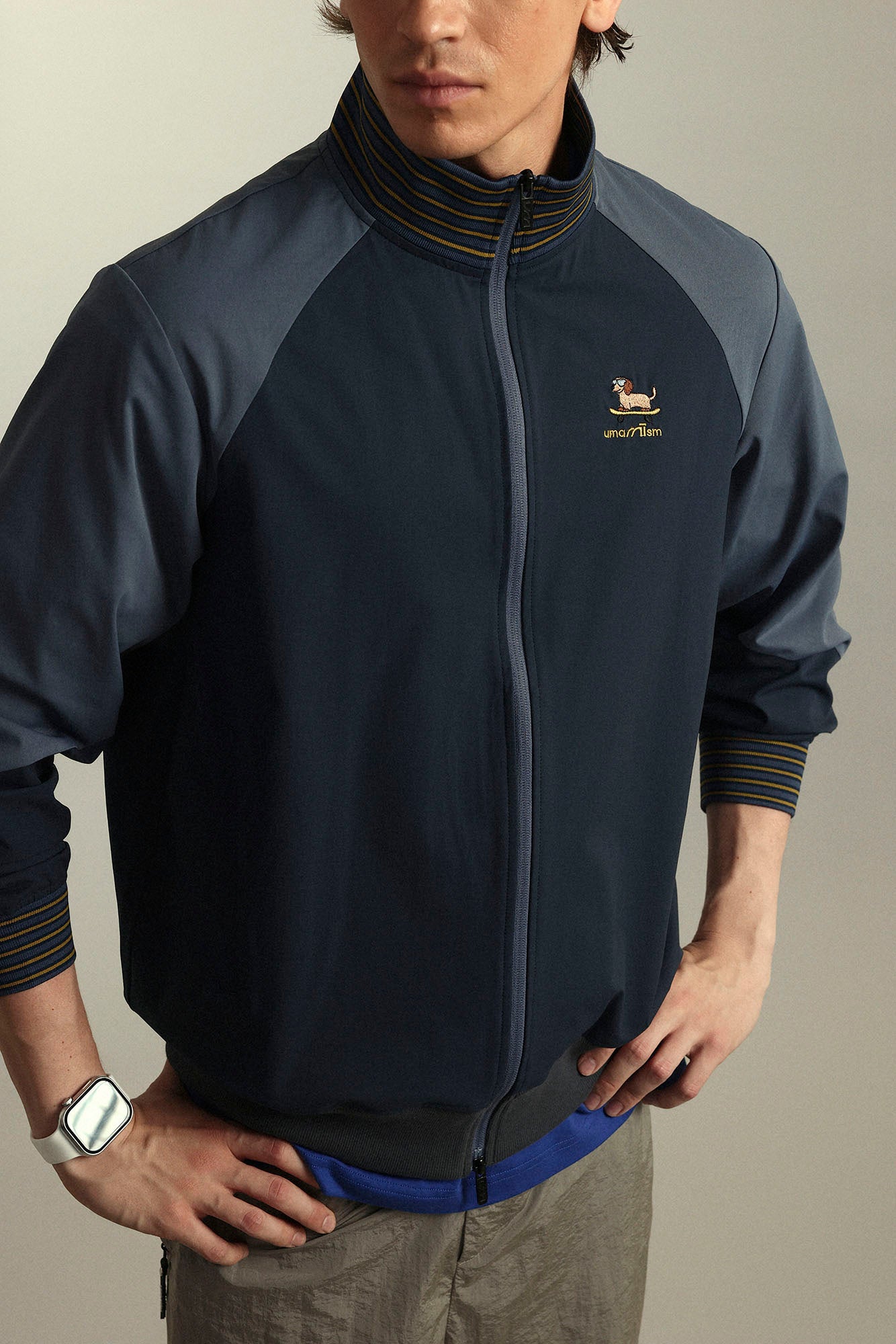 UMAMIISM Contrast Raglan Waterproof Track Jacket, premium urban and streetwear designers apparel on PROJECTISR.com, UMAMIISM