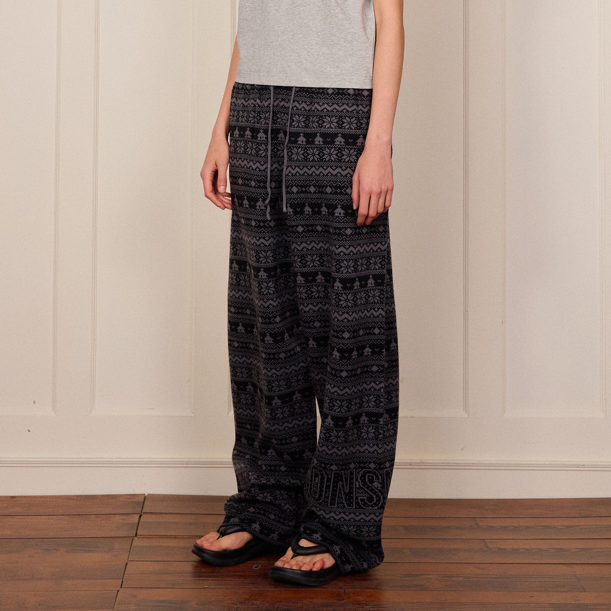DONSMOKE Fair Isle Knit Wide-Leg Pants, premium urban and streetwear designers apparel on PROJECTISR.com, DONSMOKE