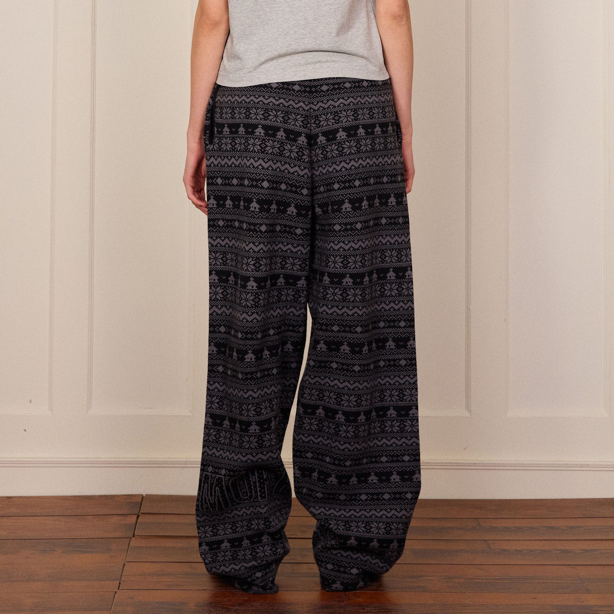 DONSMOKE Fair Isle Knit Wide-Leg Pants, premium urban and streetwear designers apparel on PROJECTISR.com, DONSMOKE