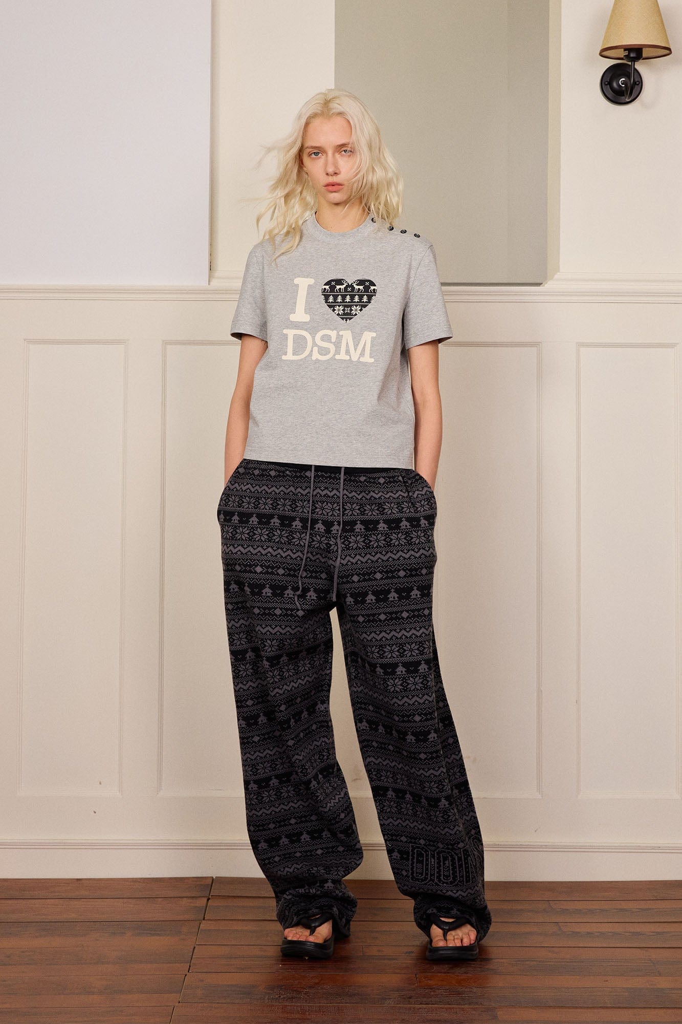 DONSMOKE Fair Isle Knit Wide-Leg Pants, premium urban and streetwear designers apparel on PROJECTISR.com, DONSMOKE