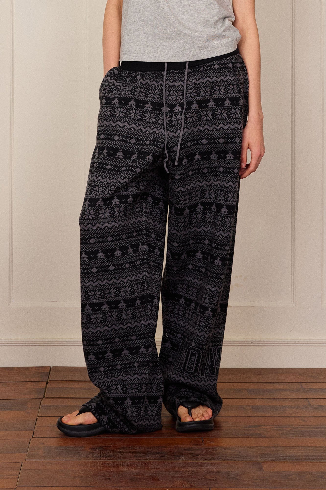 DONSMOKE Fair Isle Knit Wide-Leg Pants, premium urban and streetwear designers apparel on PROJECTISR.com, DONSMOKE