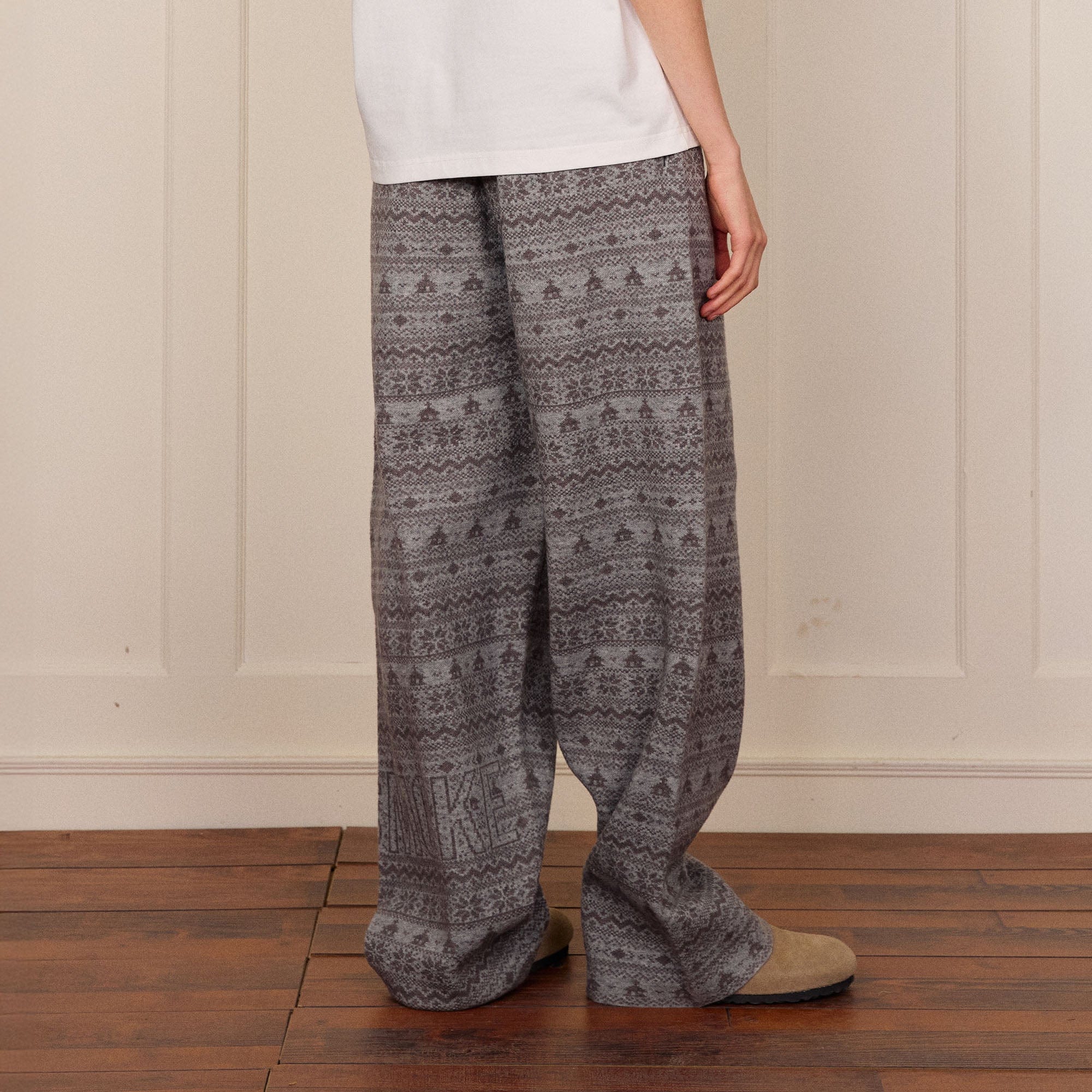 DONSMOKE Fair Isle Knit Wide-Leg Pants, premium urban and streetwear designers apparel on PROJECTISR.com, DONSMOKE