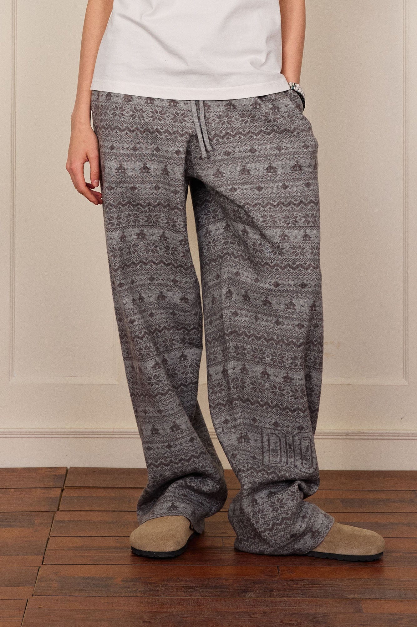 DONSMOKE Fair Isle Knit Wide-Leg Pants, premium urban and streetwear designers apparel on PROJECTISR.com, DONSMOKE